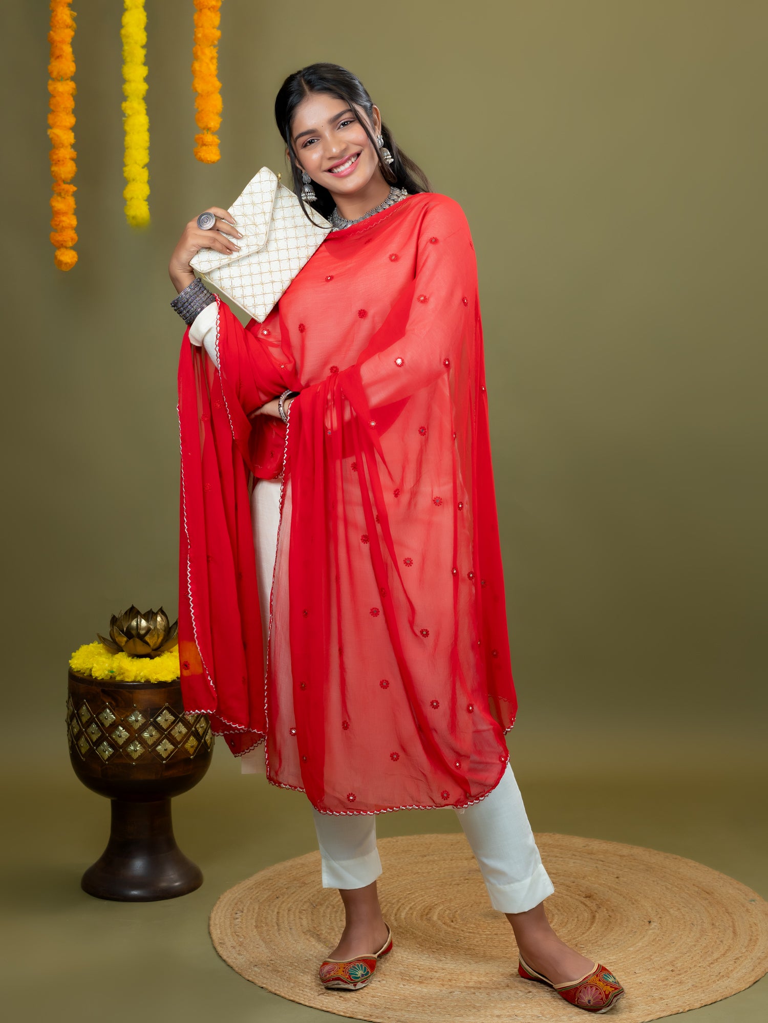 Embroidered Chiffon Dupatta