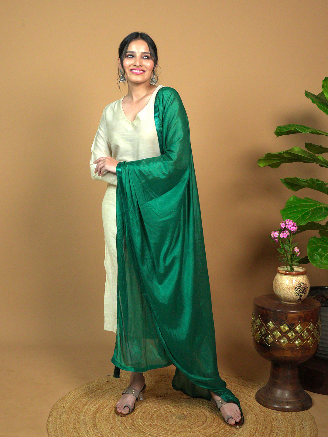 Solid Satin Crepe Dupatta
