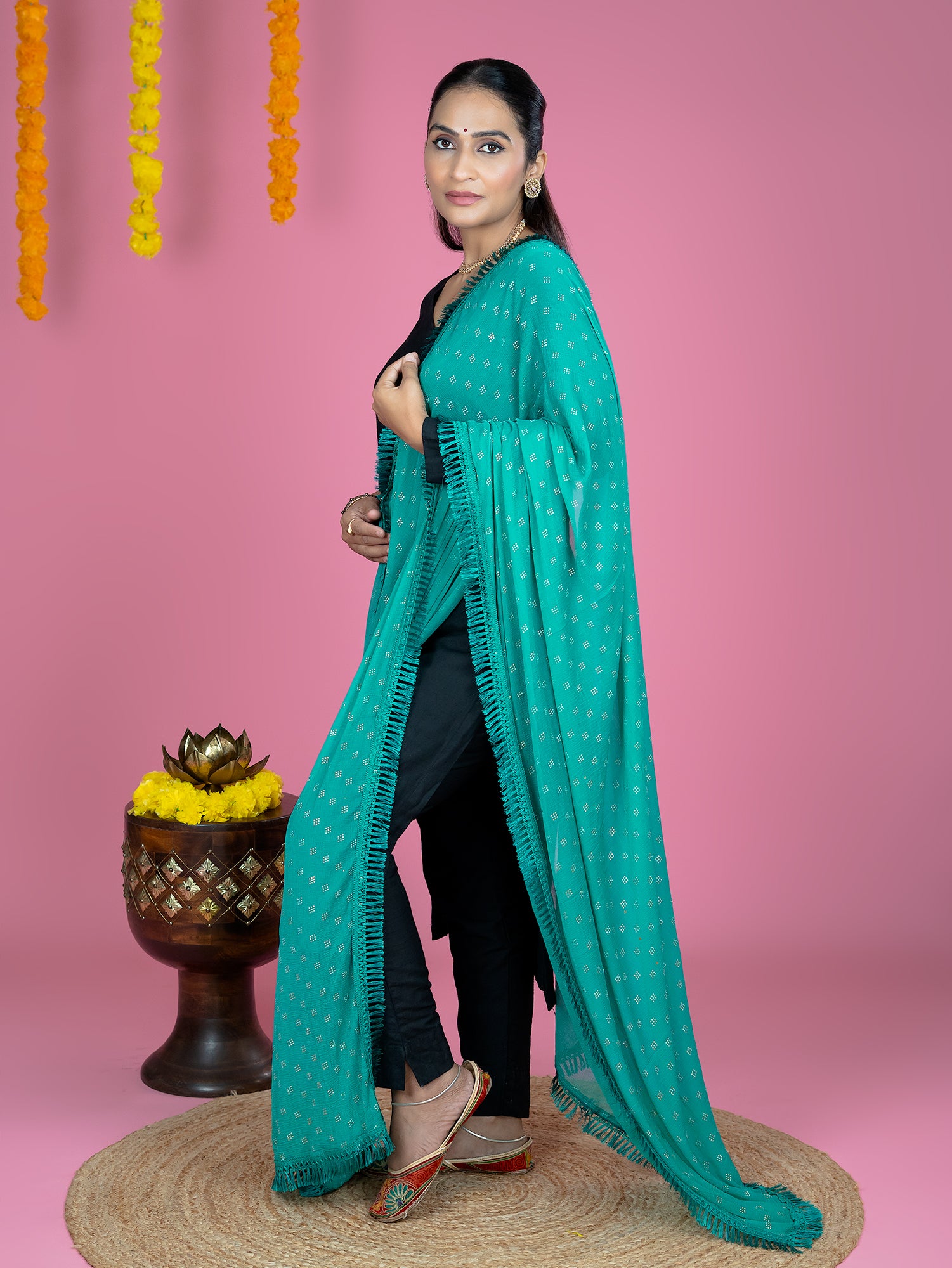 Geometric Chiffon Dew Drops Dupatta