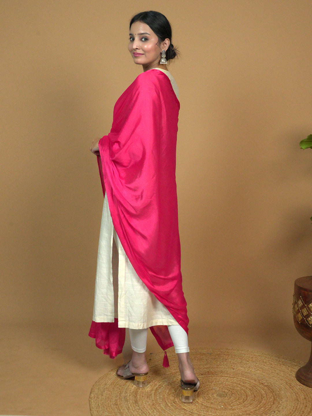 Solid Satin Crepe Dupatta