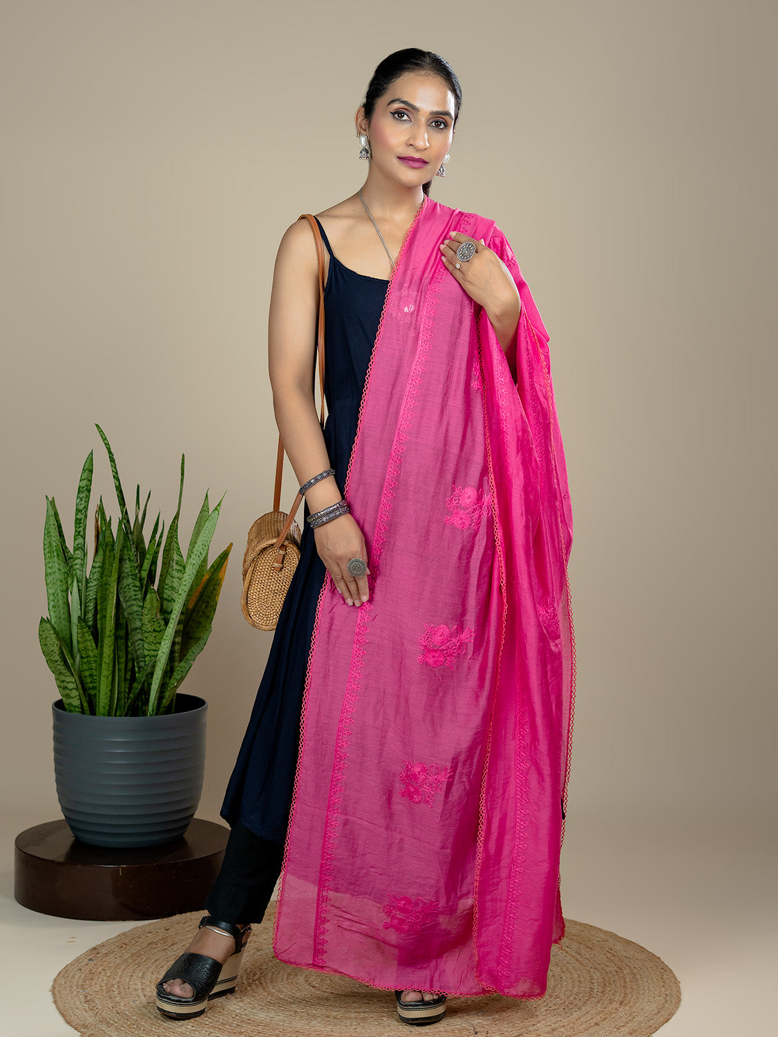 Embroidered Chanderi Dupatta