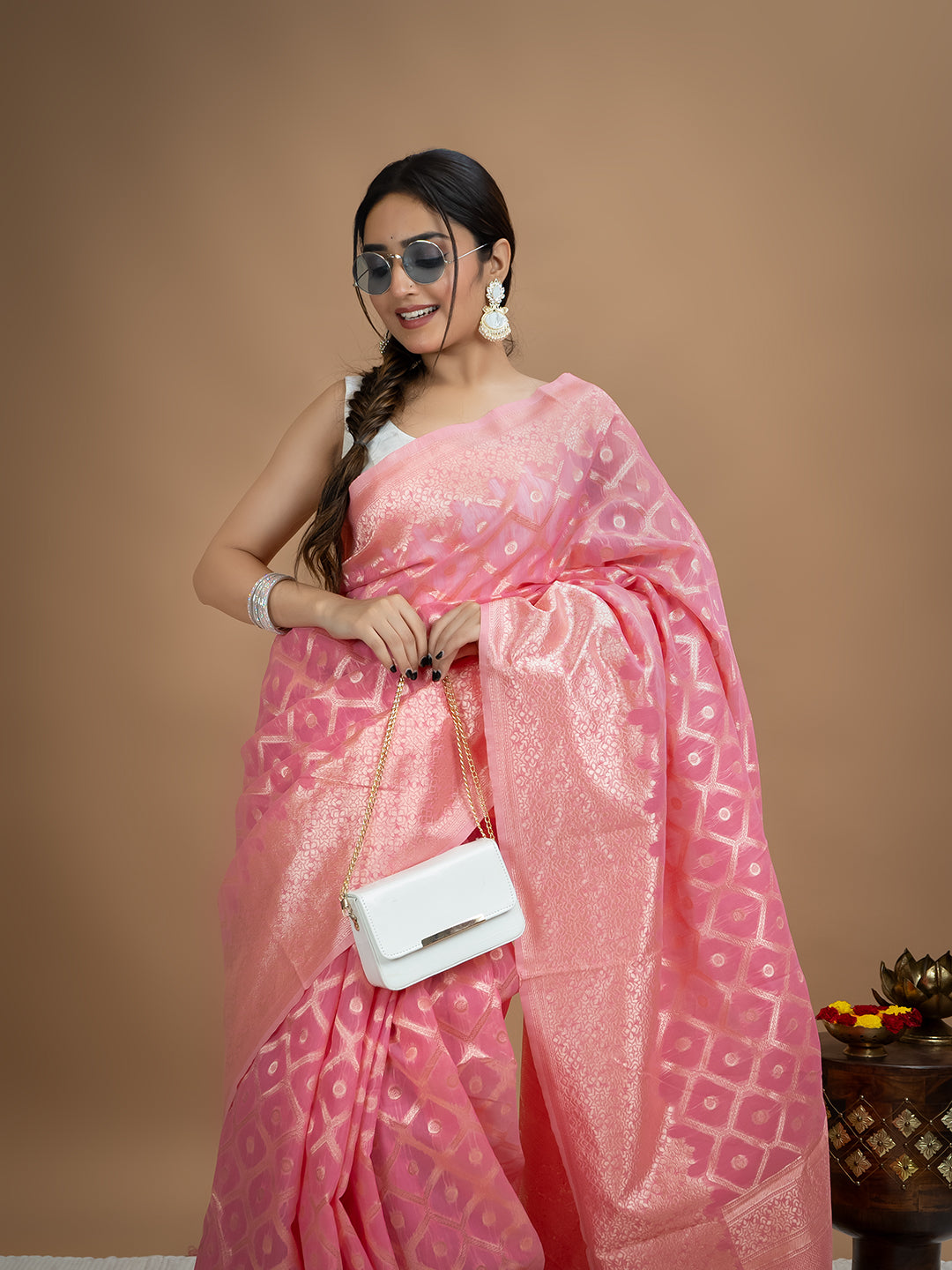 Floral Cotton Linen Saree