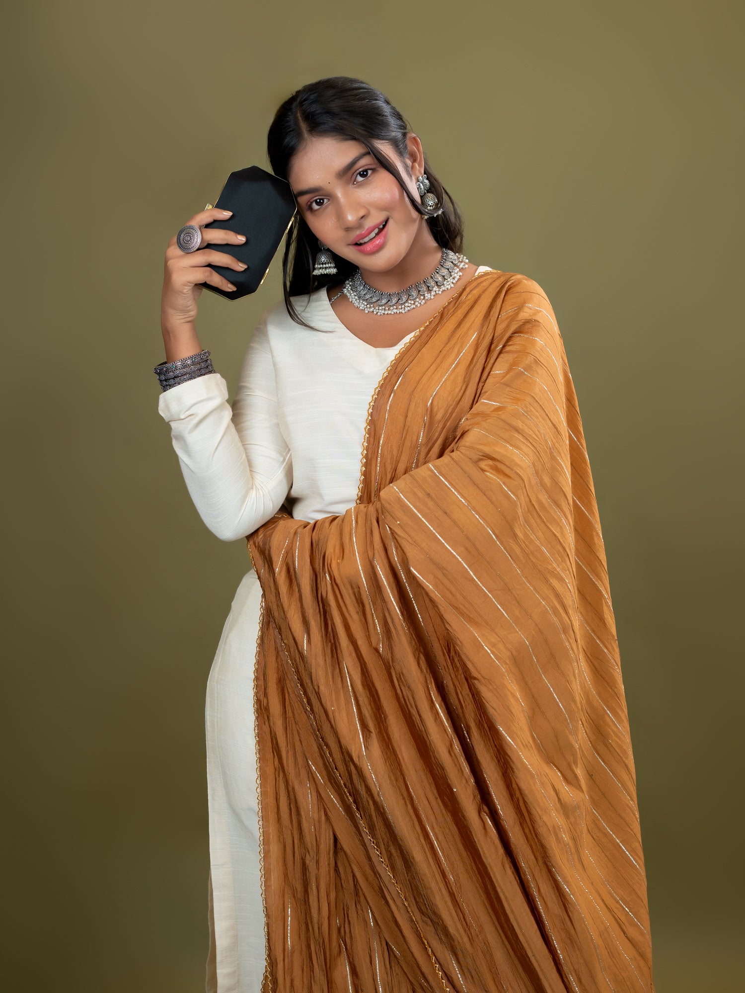 Embroidered Chinon Dupatta