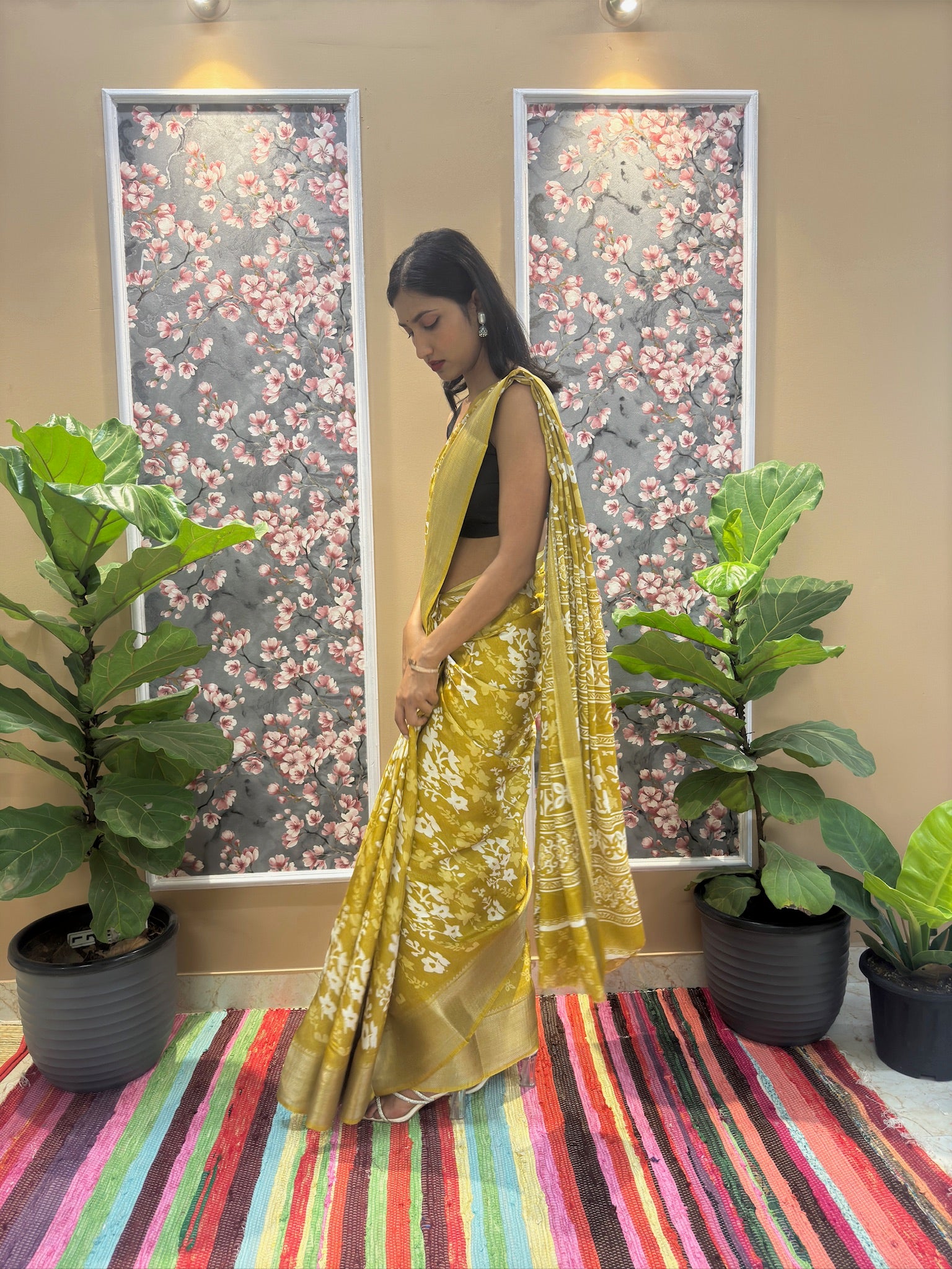 Floral Cotton Blend Saree
