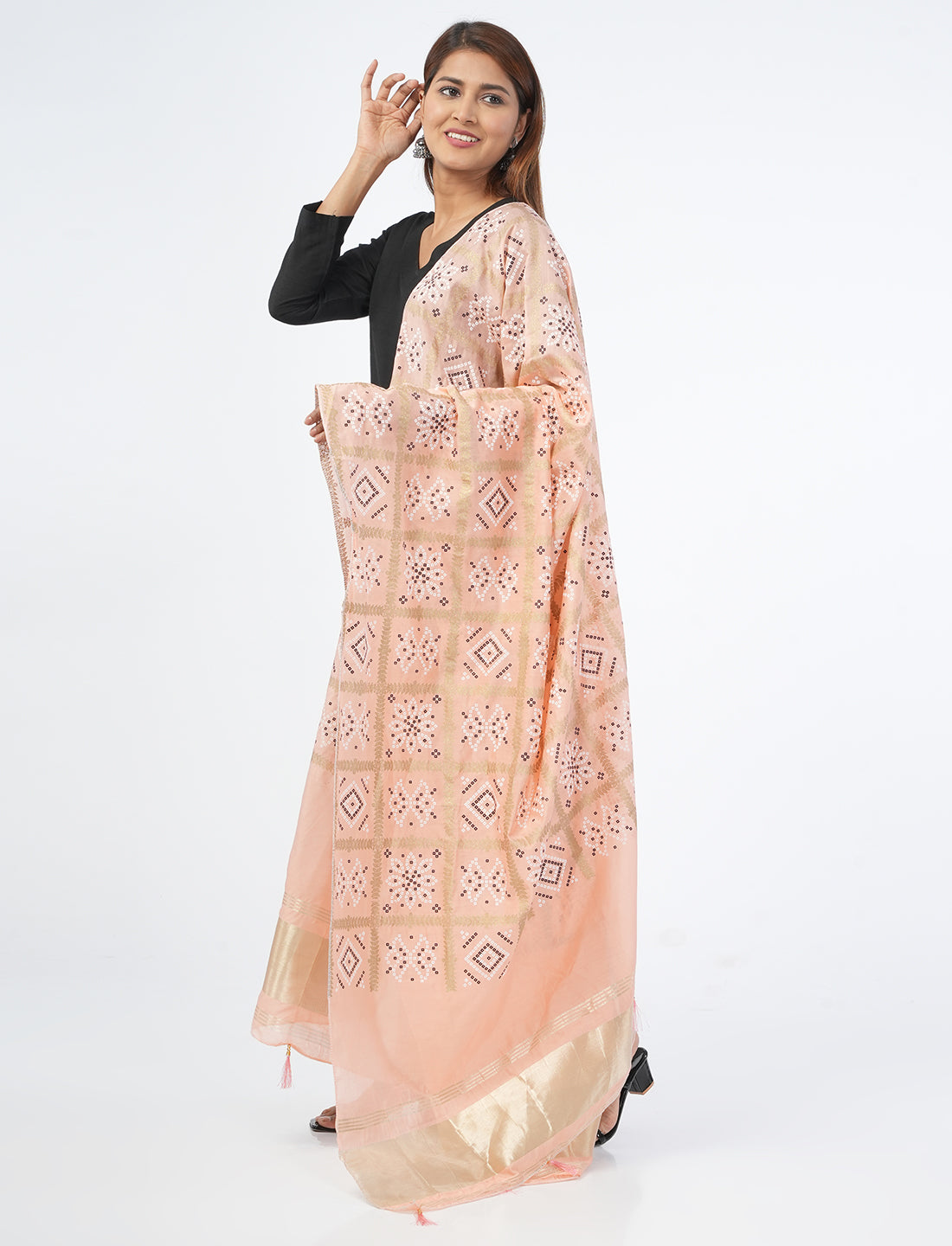 Ghatchola Checks Gaji Silk Dupatta