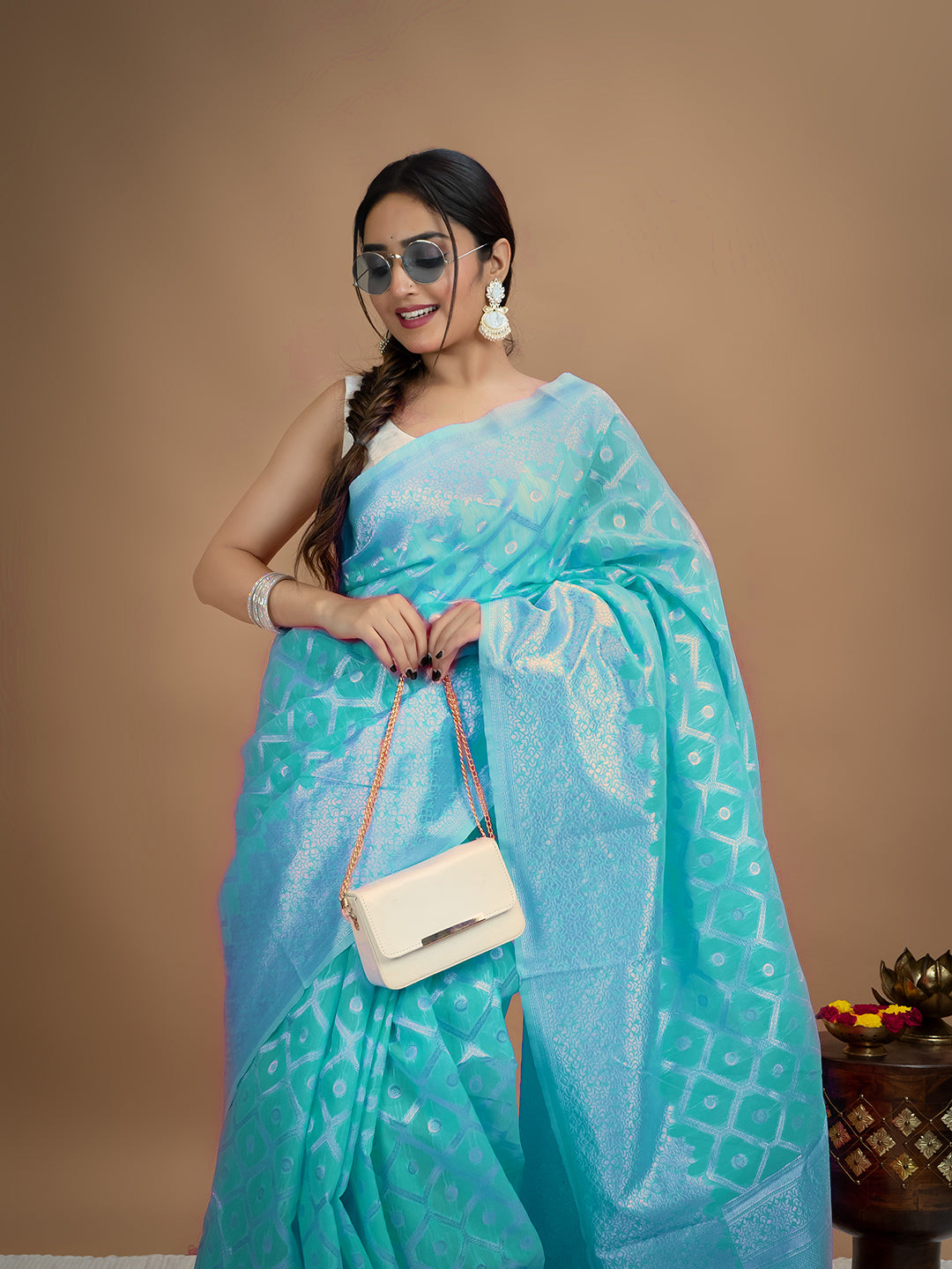 Floral Cotton Linen Saree