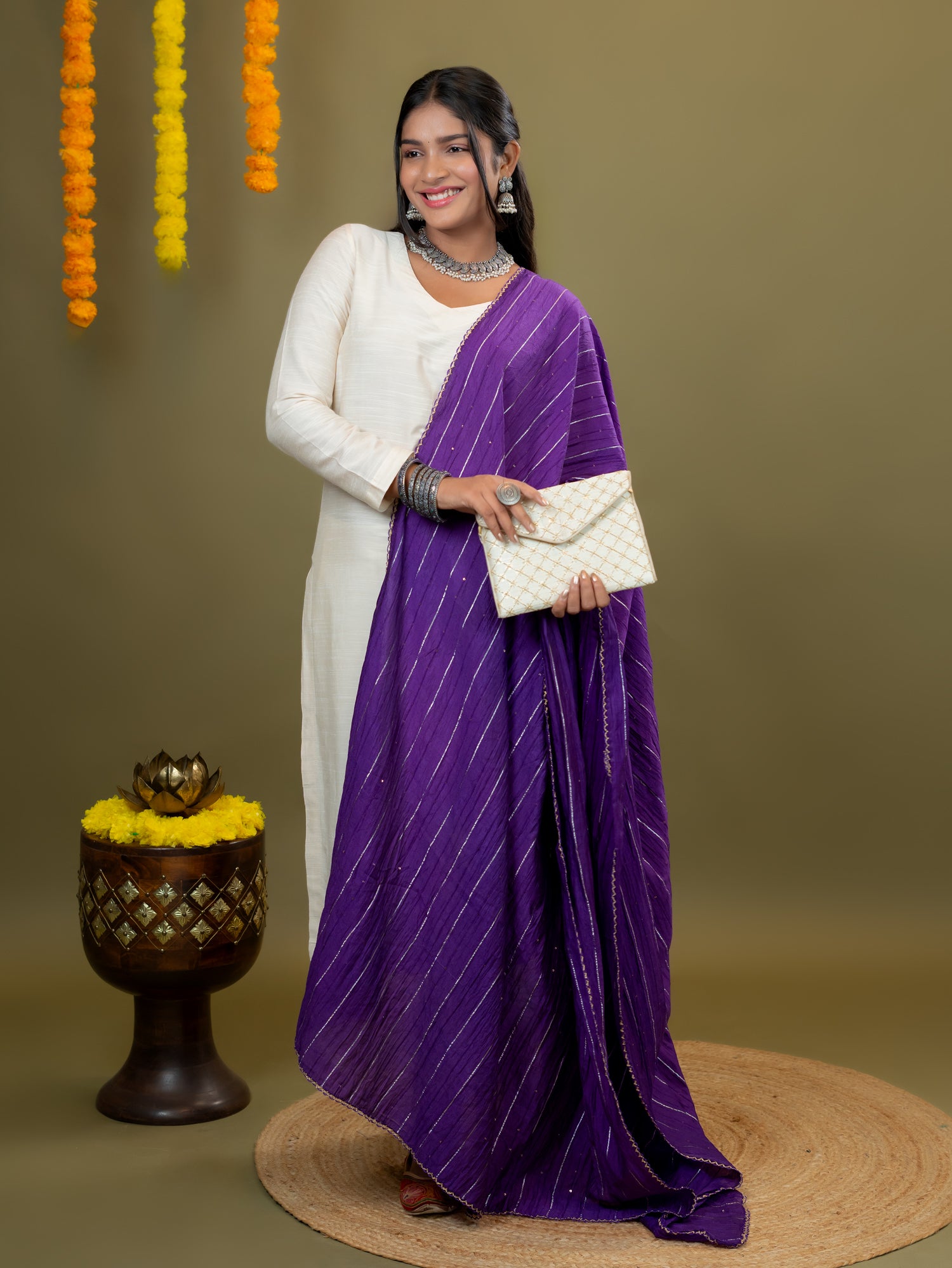 Embroidered Chinon Dupatta