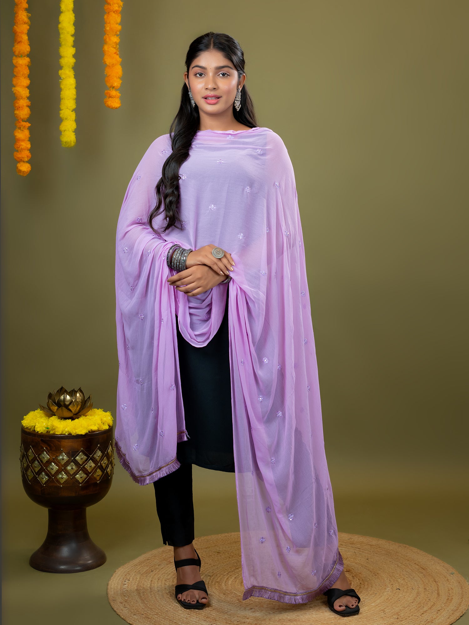 Embroidered Chiffon Dupatta
