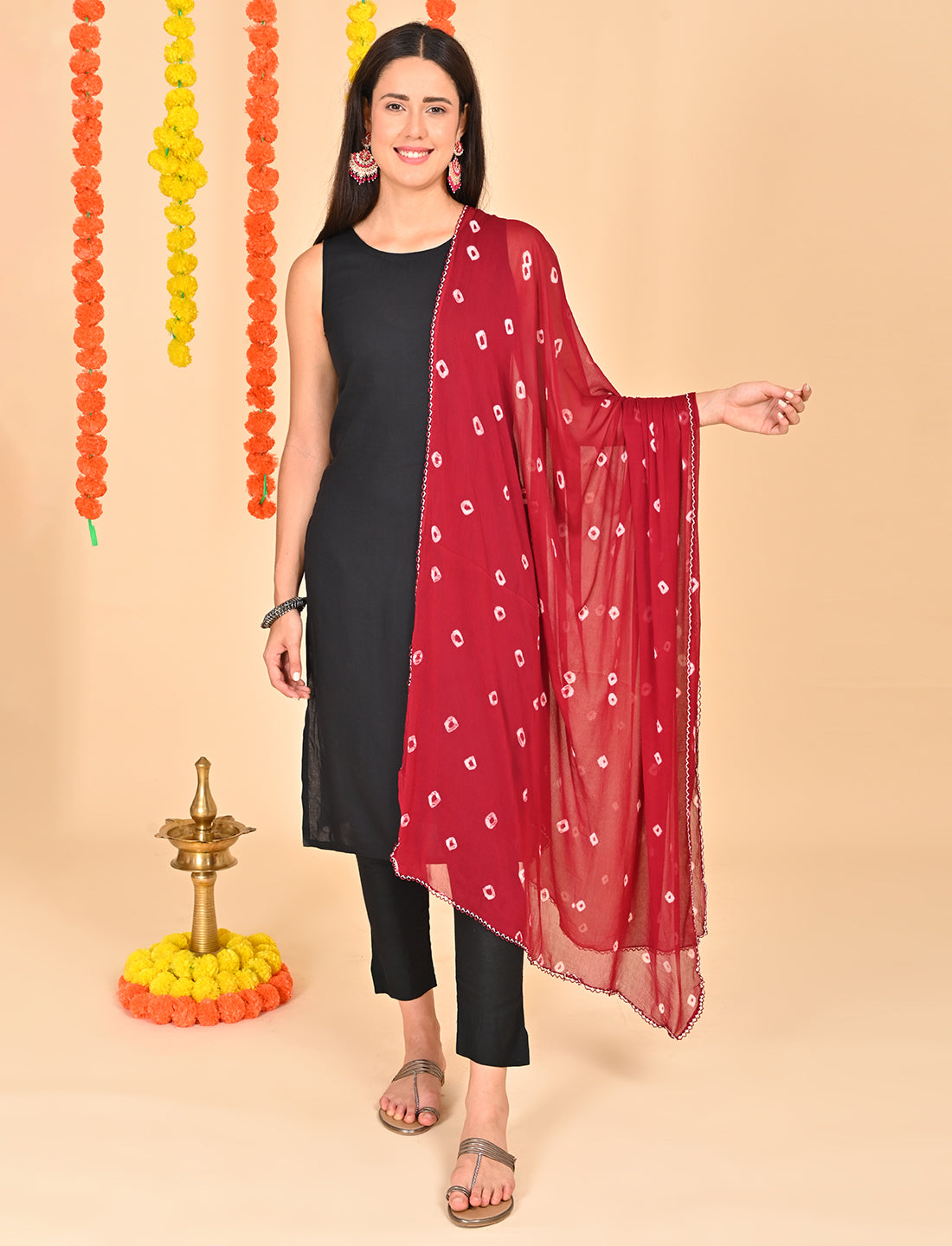 Tie-Dye Bandhej Chiffon Dupatta