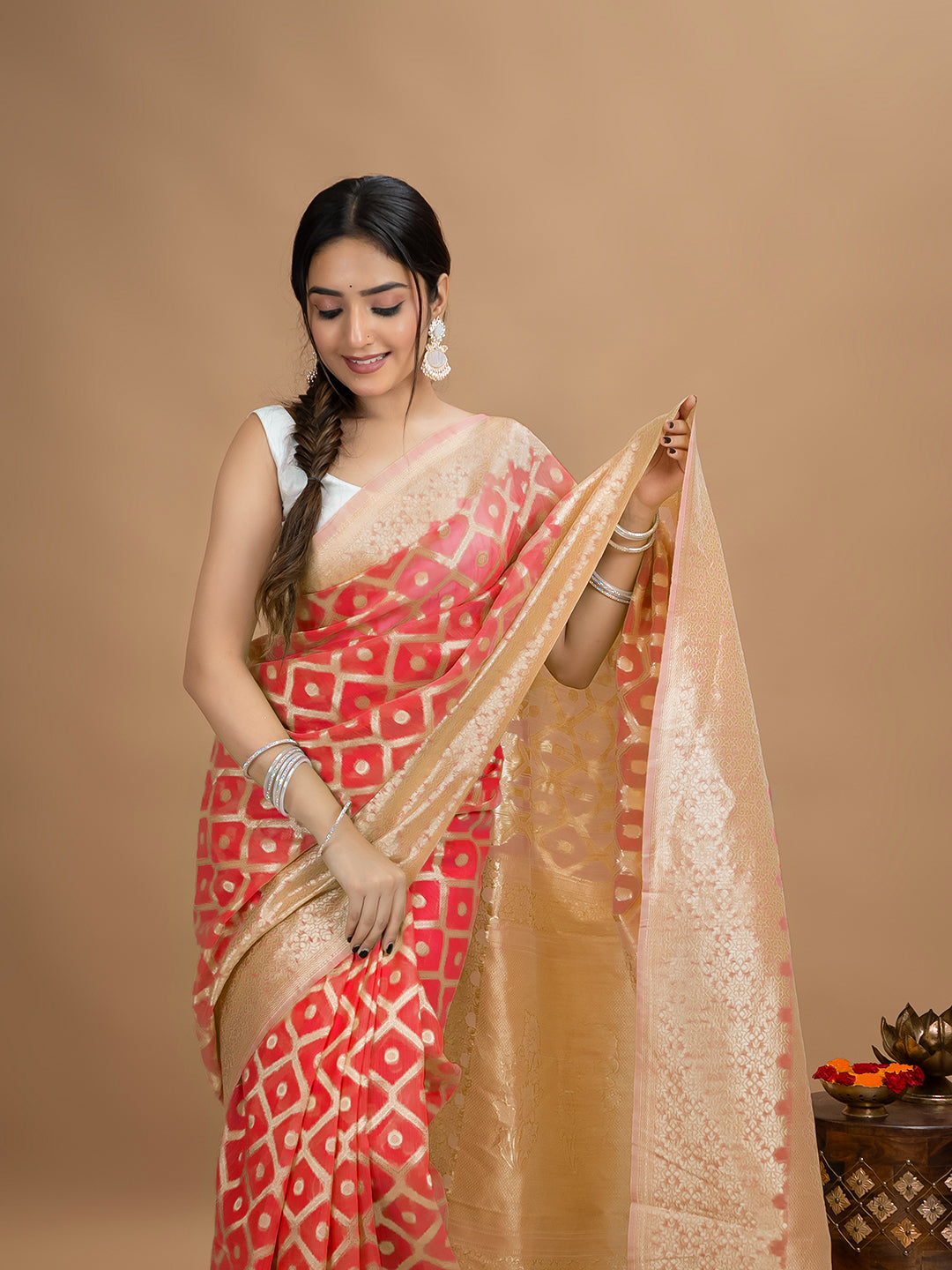 Floral Cotton Linen Saree
