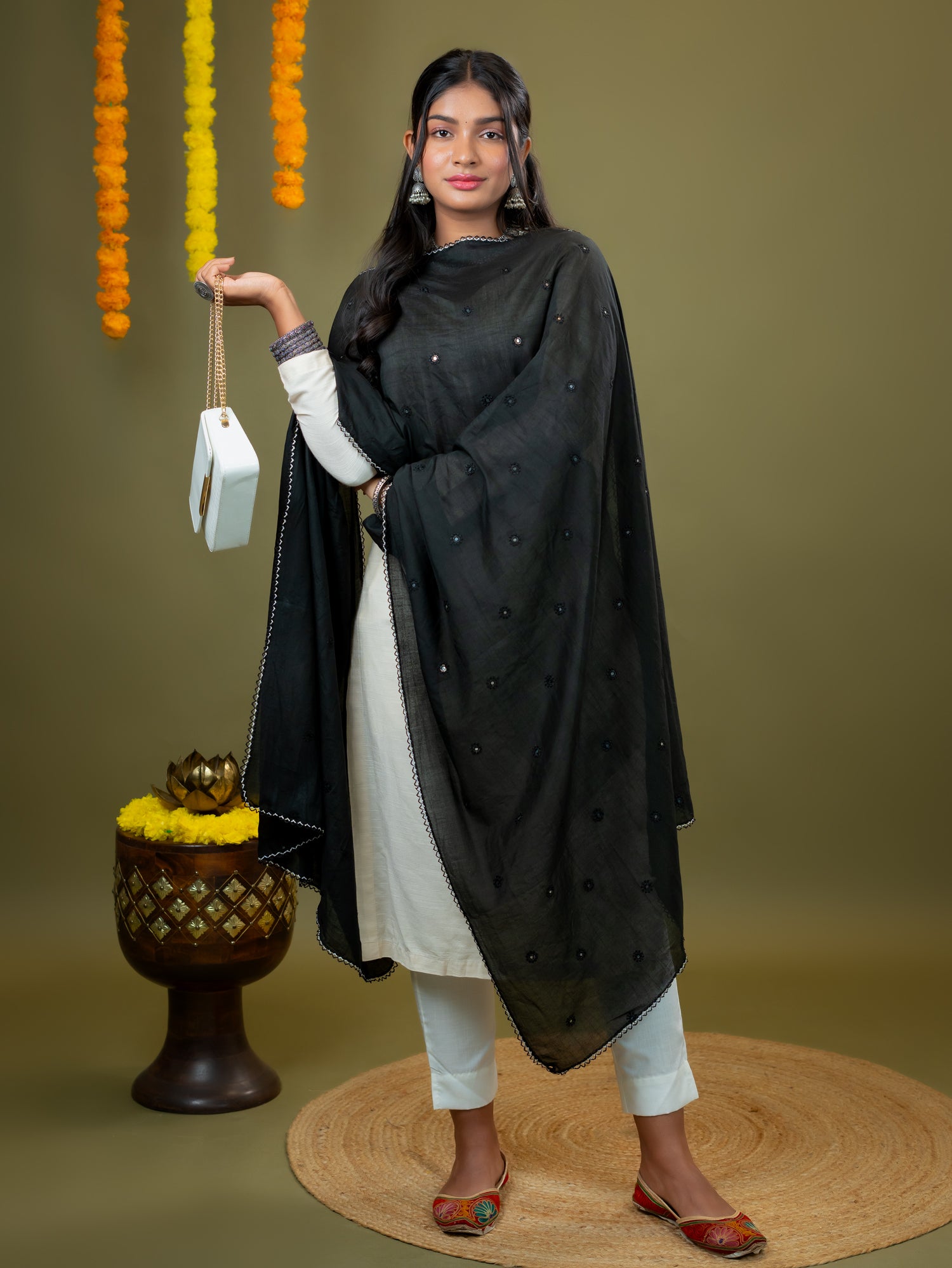 Embroidered Chanderi Dupatta