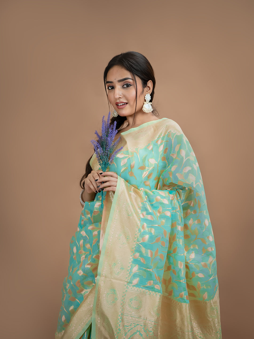 Floral Cotton Linen Saree