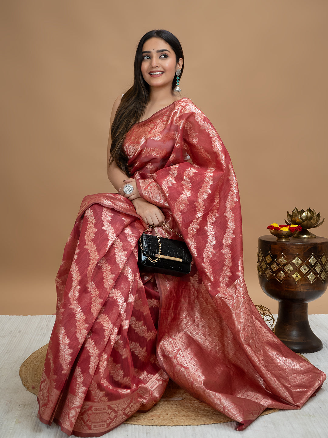 Floral Cotton Linen Saree