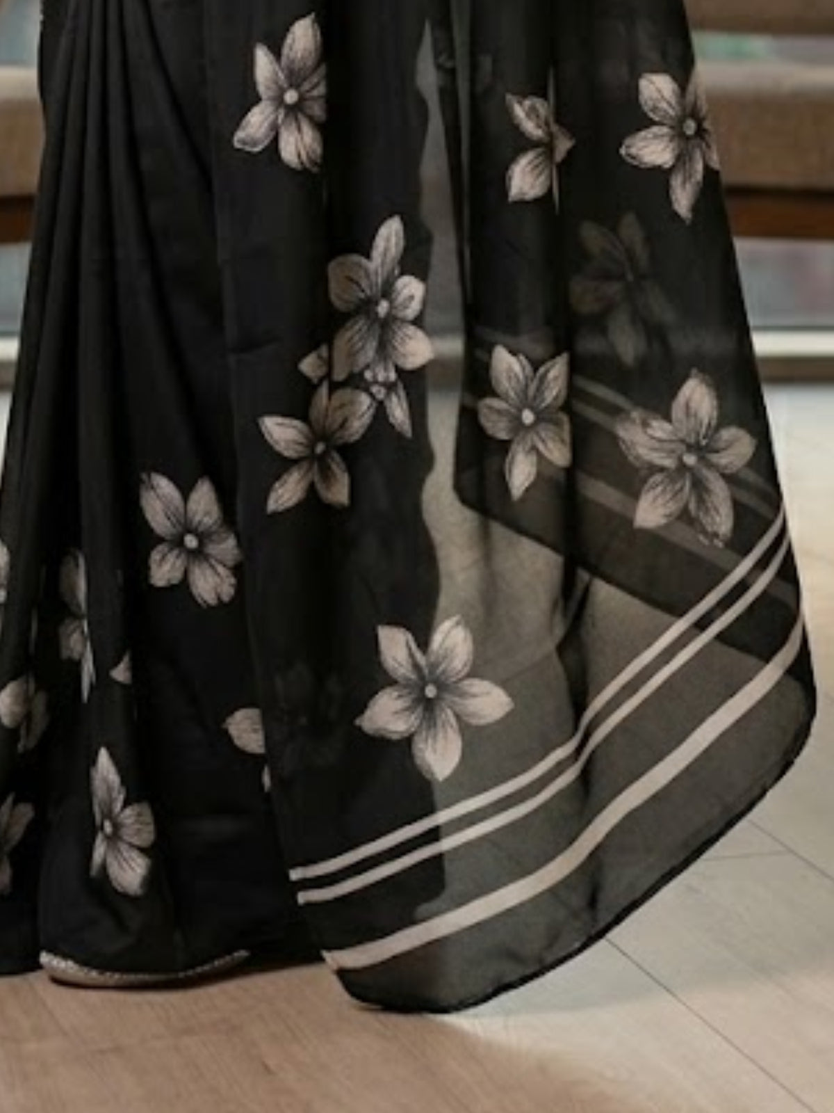 Solid Crepe Silk Saree