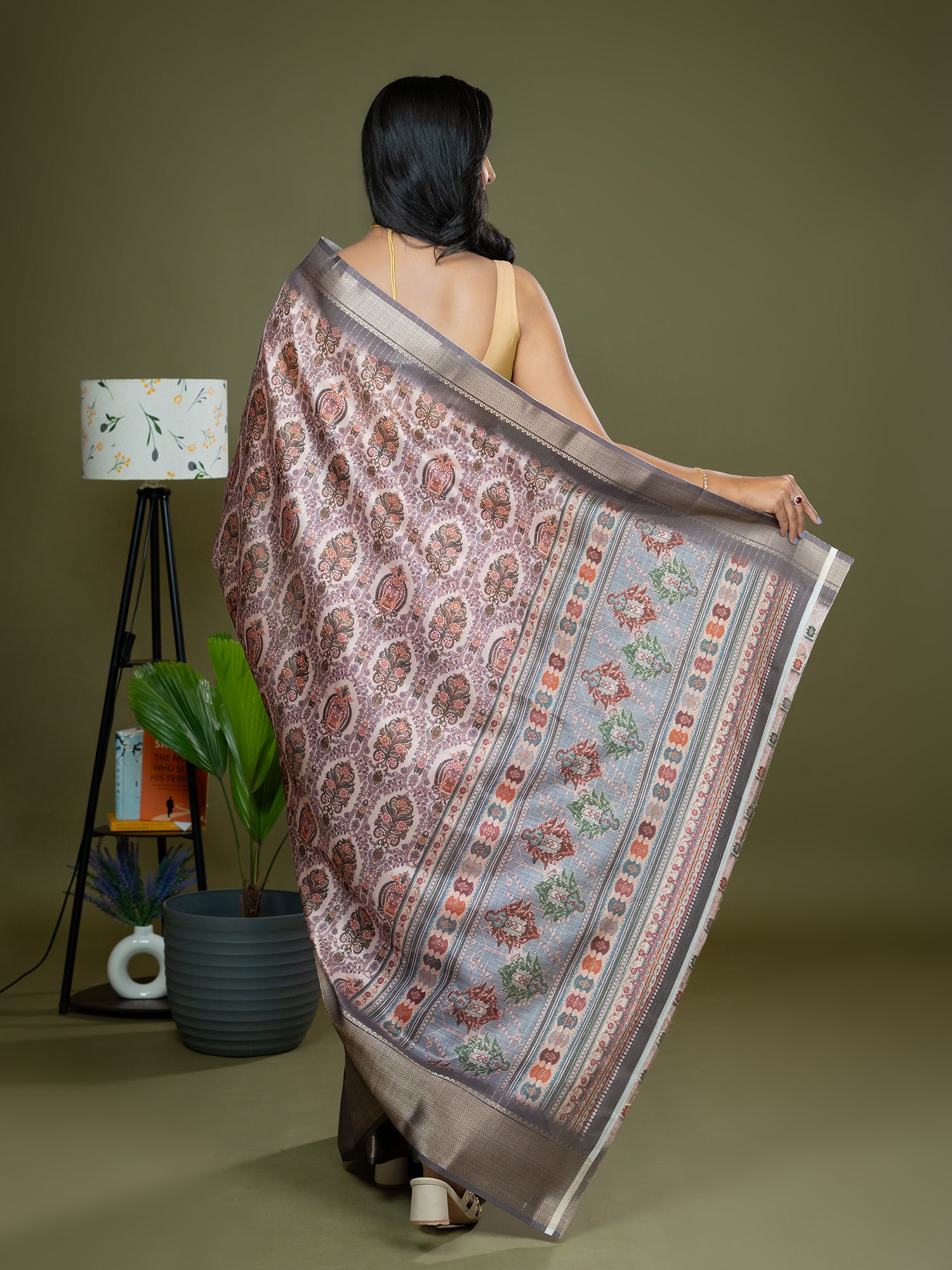 Mauve Ajrakh Digital Print Saree
