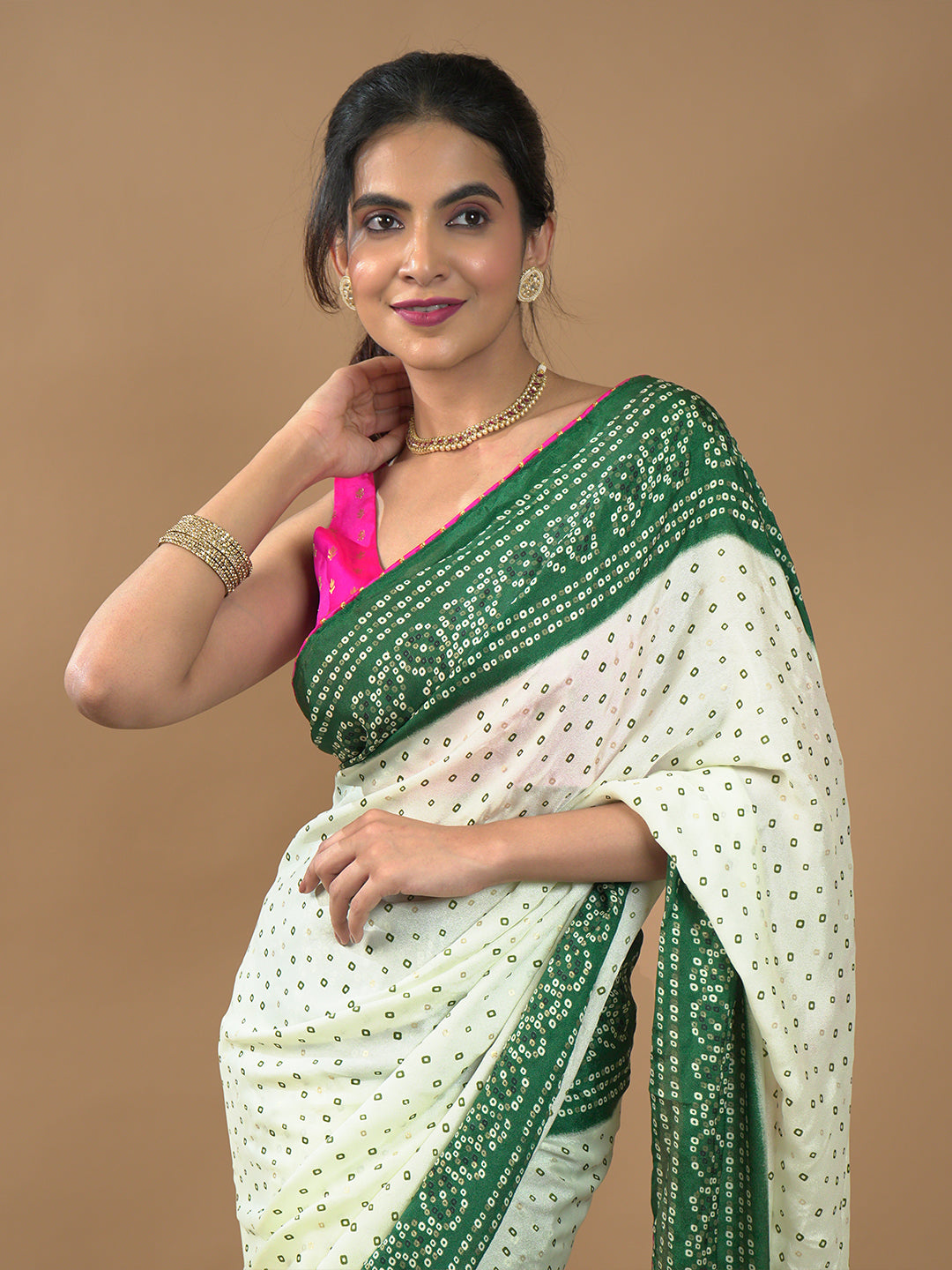 Bandhini Tie & Dye Crepe Saree