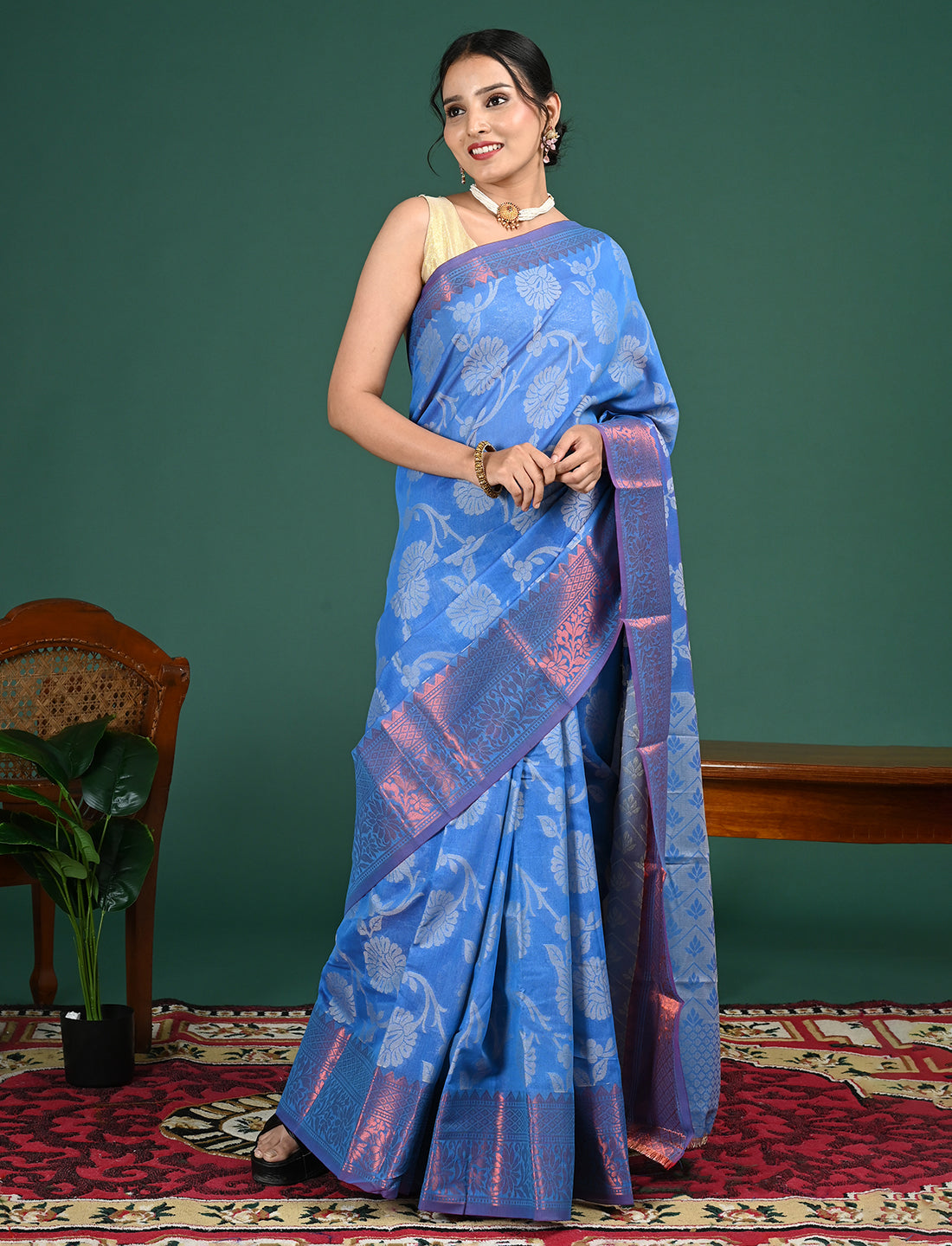 Kota Semi Cotton Geometric Saree