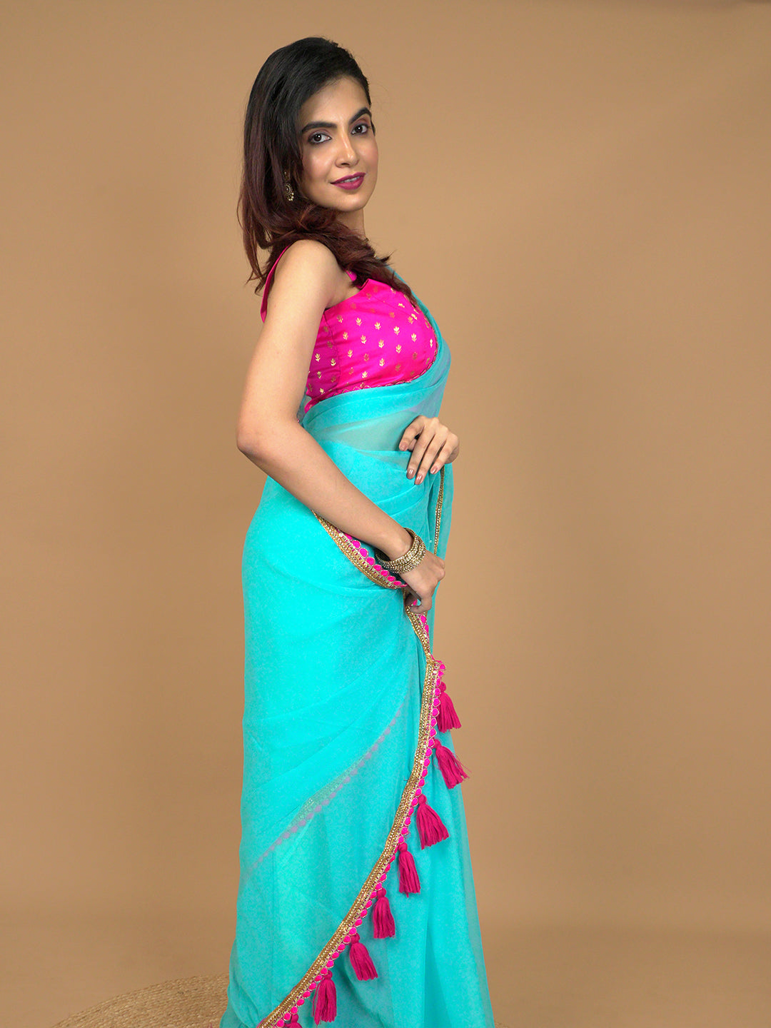 Solid Georgette Saree