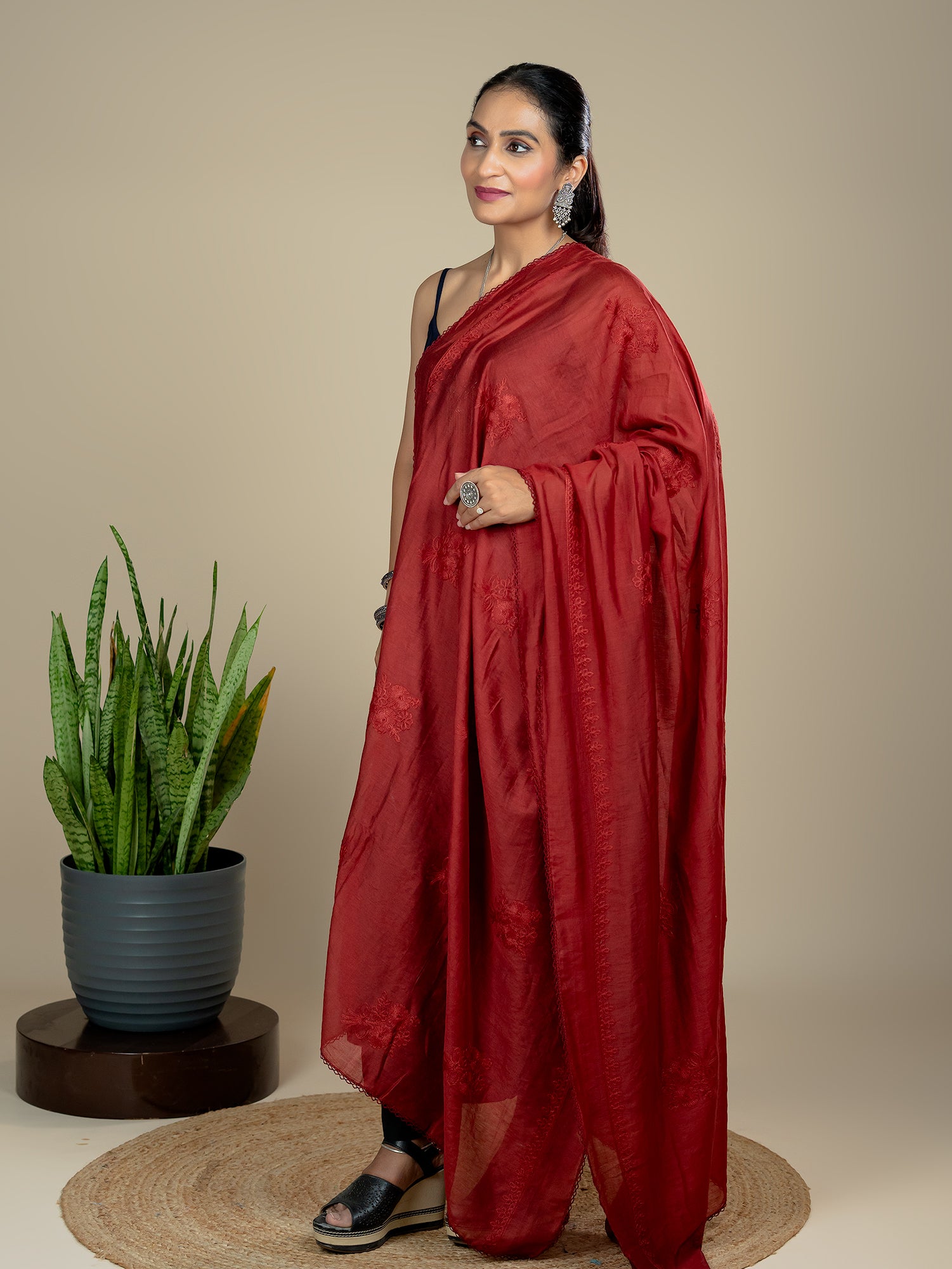 Embroidered Chanderi Dupatta