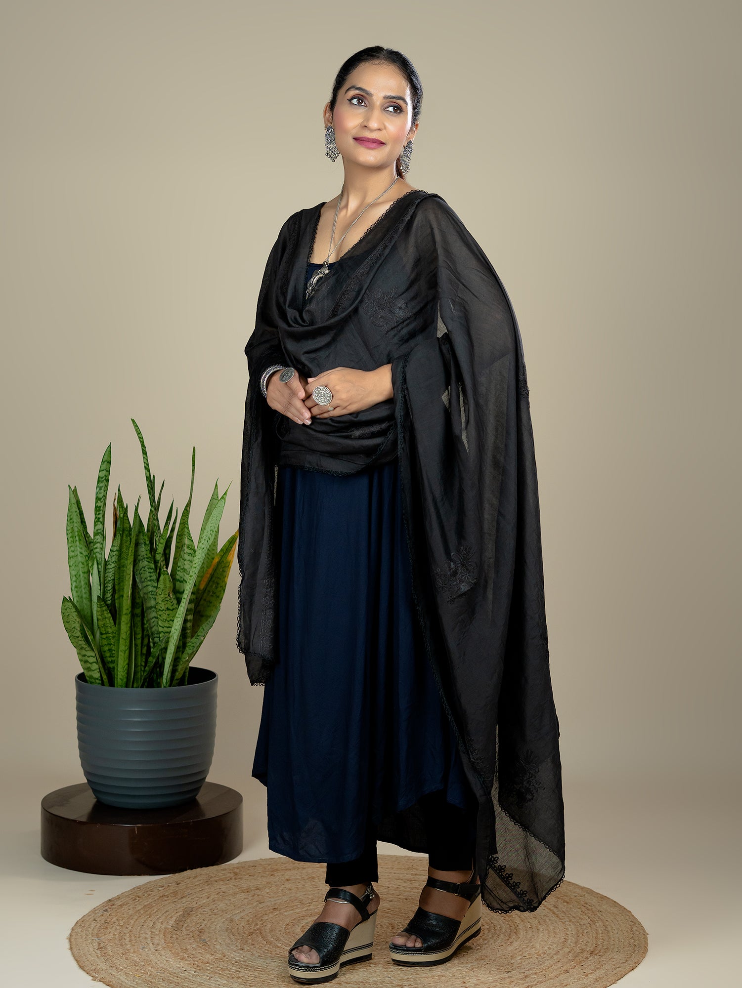 Embroidered Chanderi Dupatta