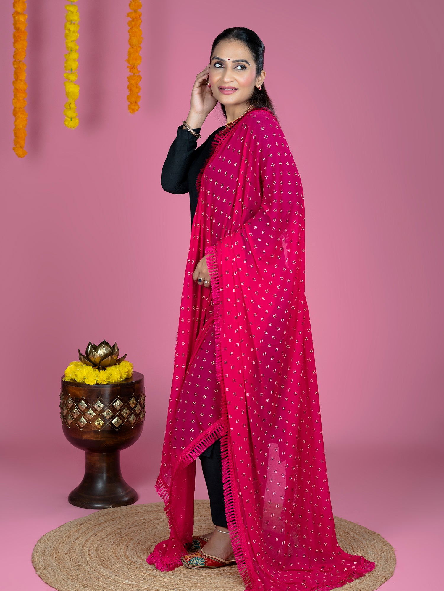 Geometric Chiffon Dew Drops Dupatta