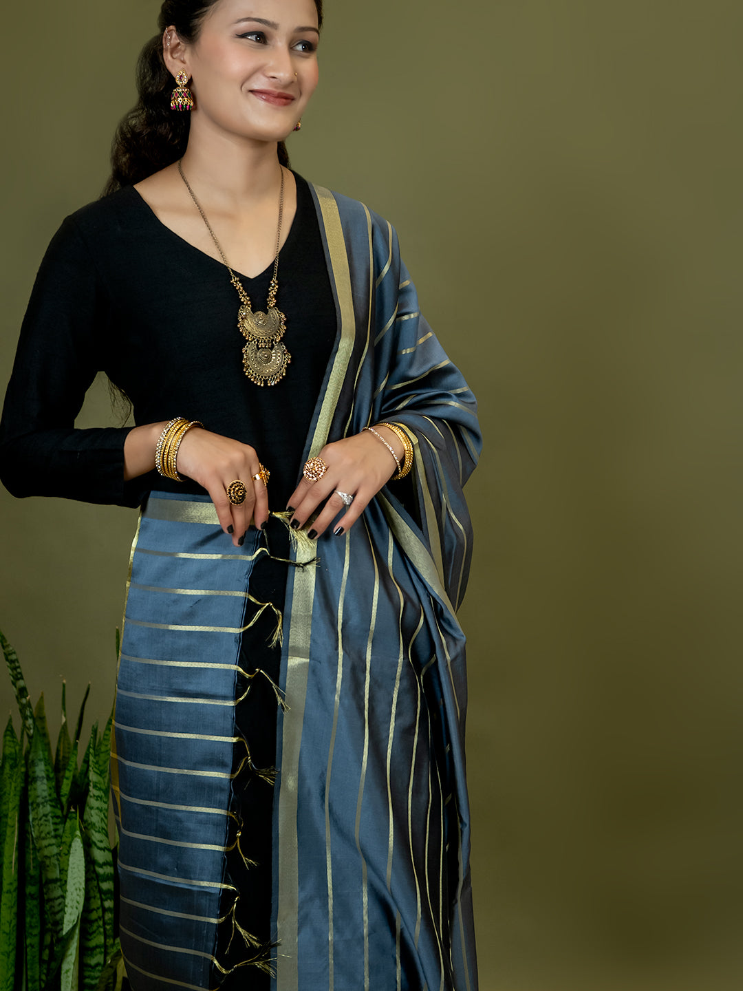 Banarasi Silk Stripe Dupatta