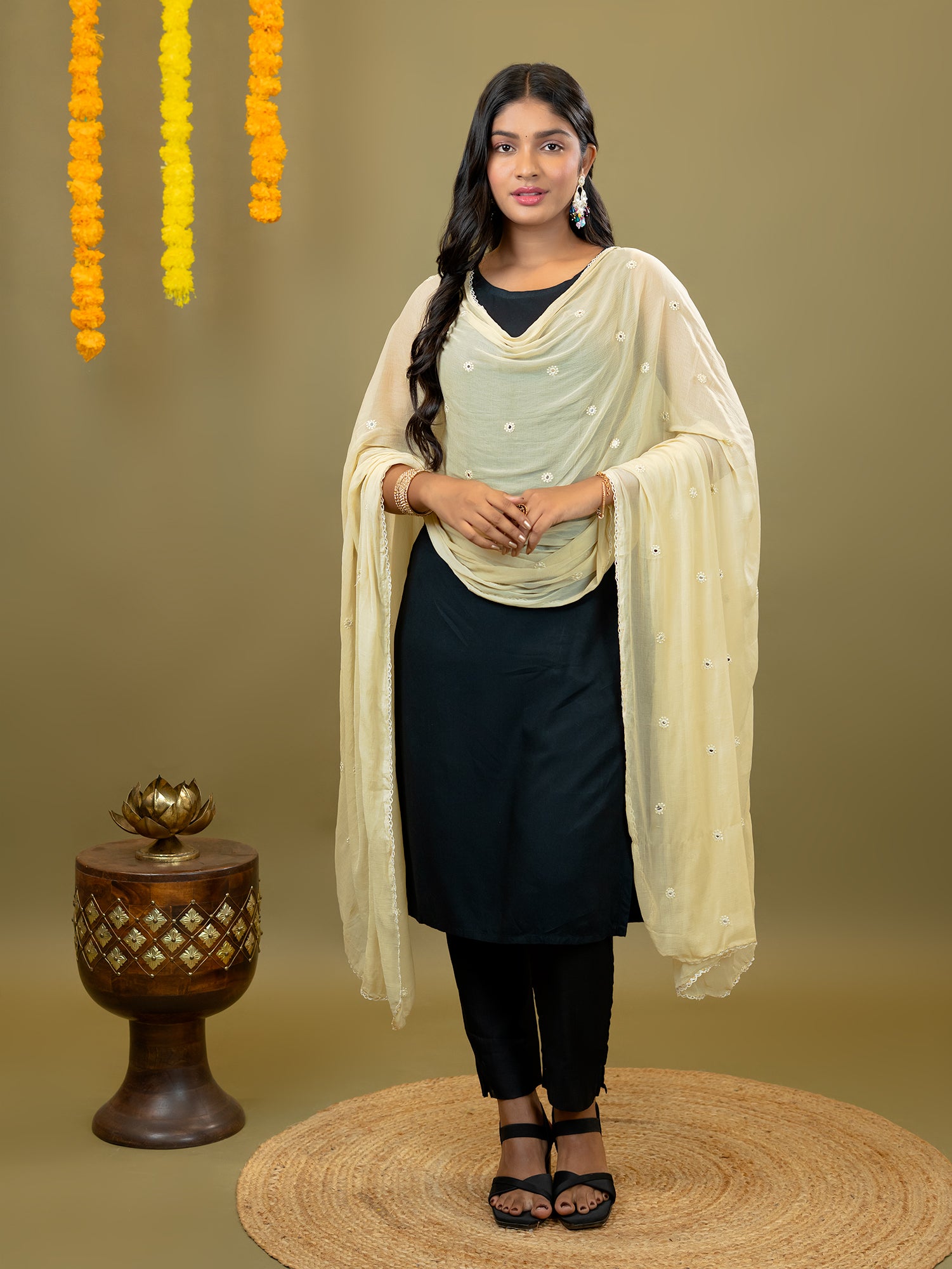 Embroidered Chiffon Dupatta