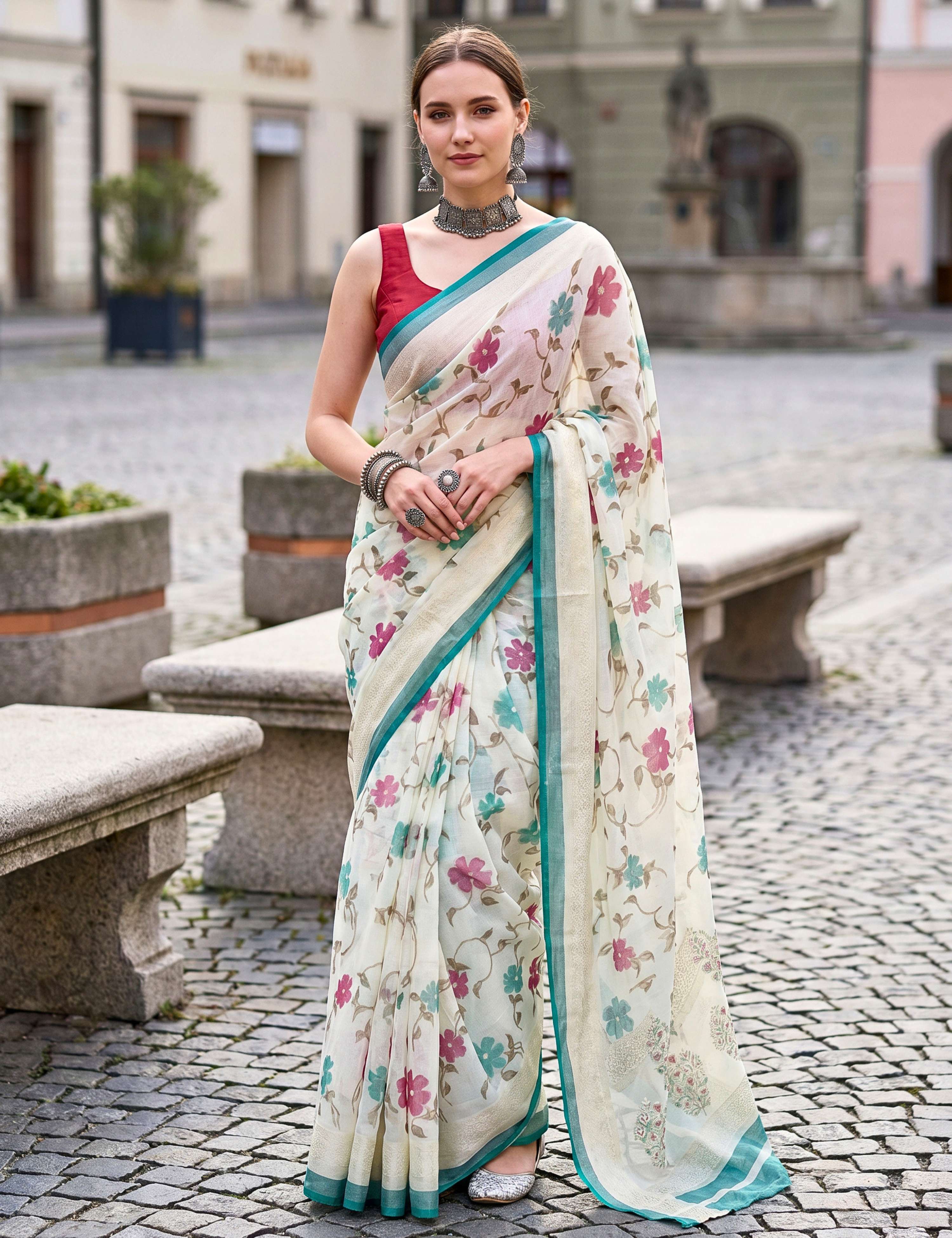 Floral Brasso Saree