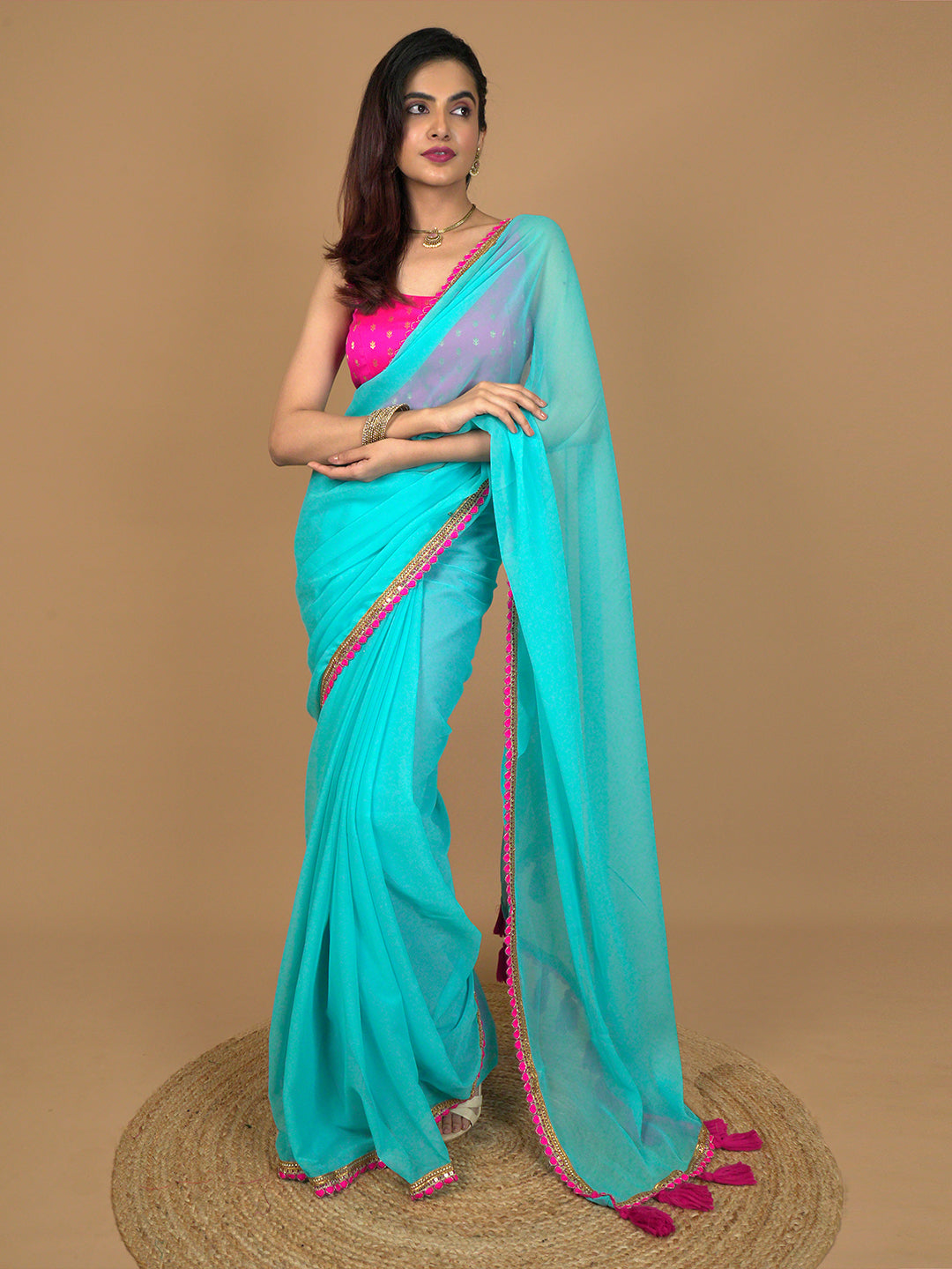Solid Georgette Saree