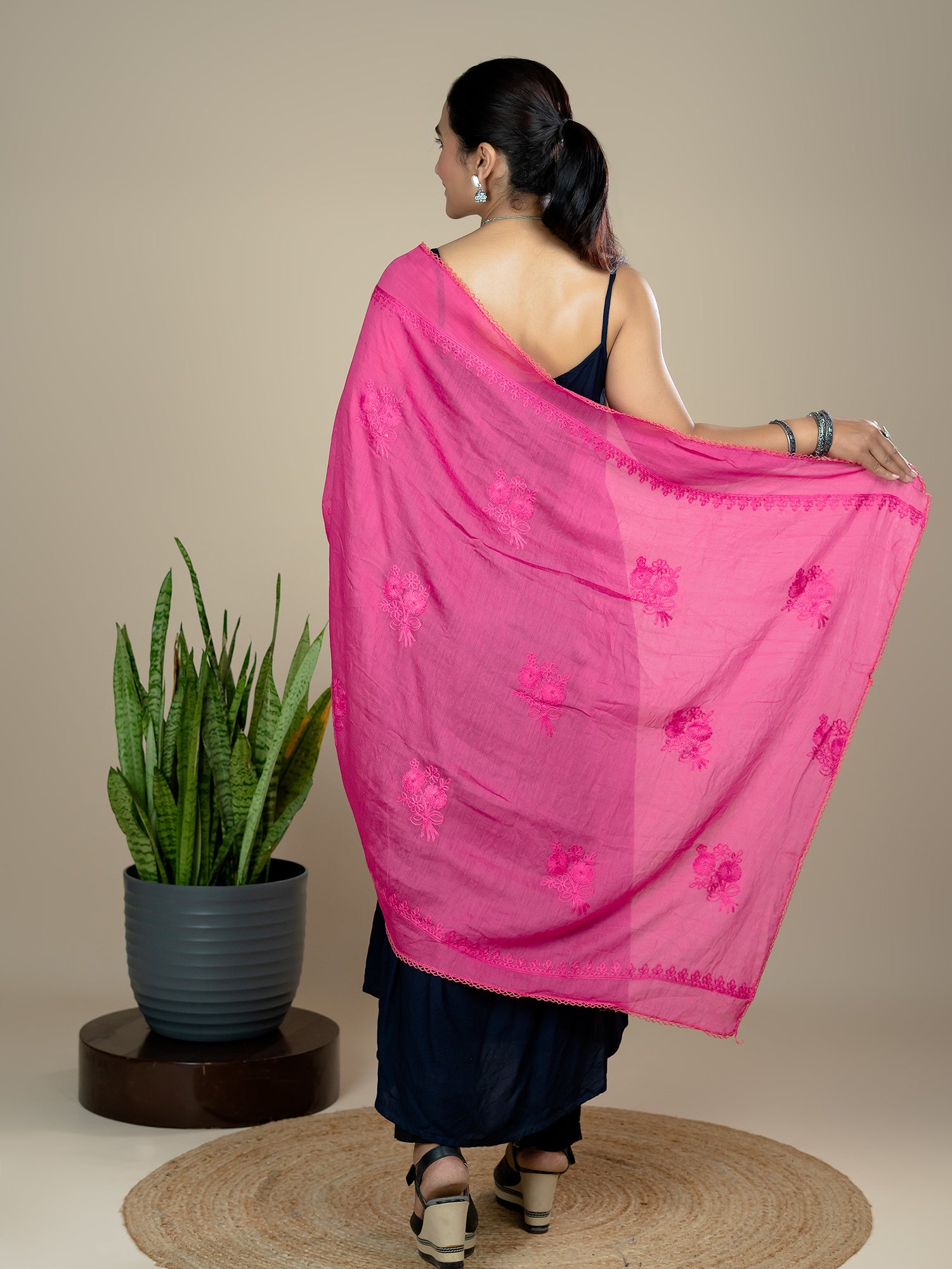 Embroidered Chanderi Dupatta