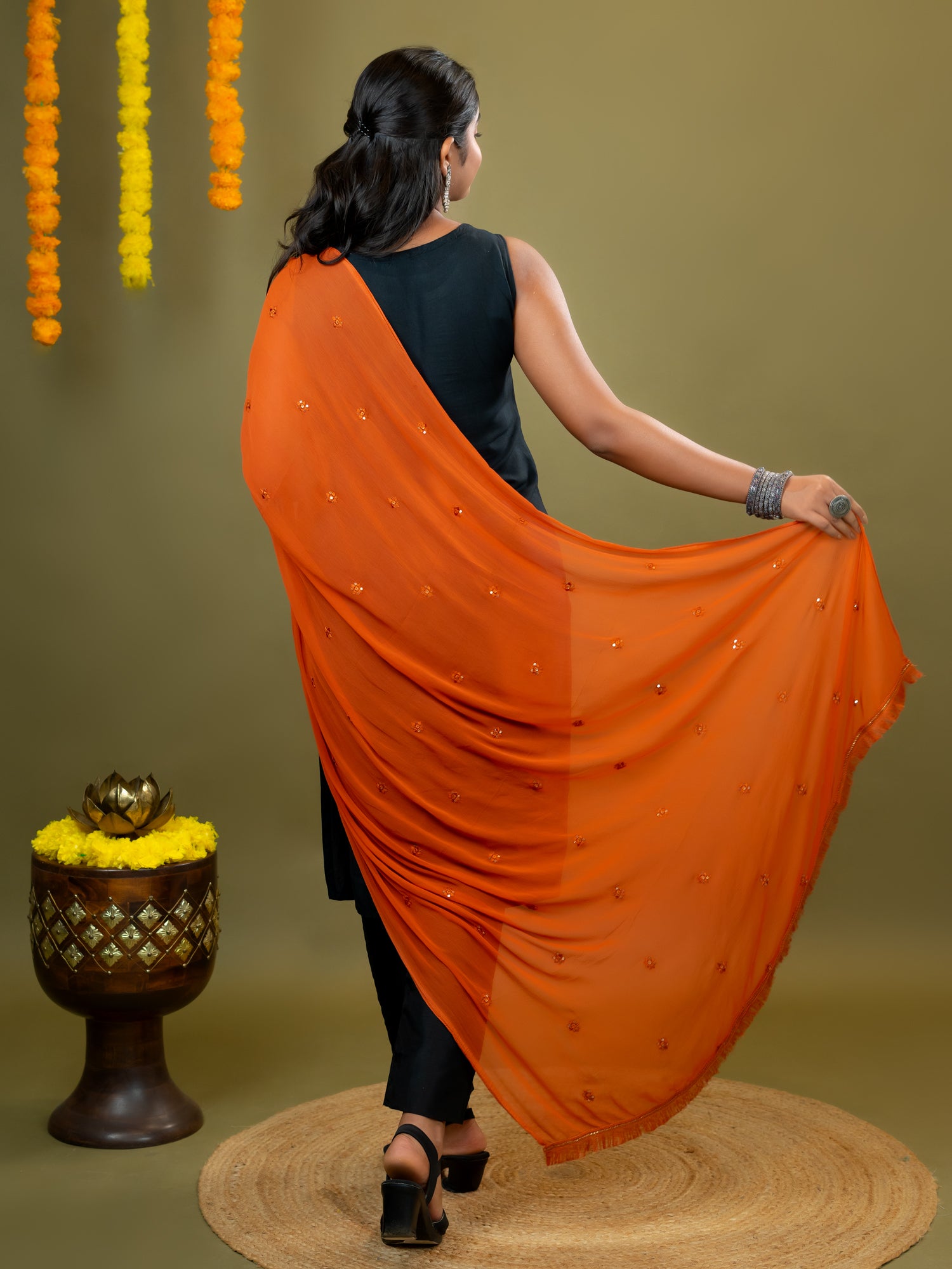 Embroidered Chiffon Dupatta