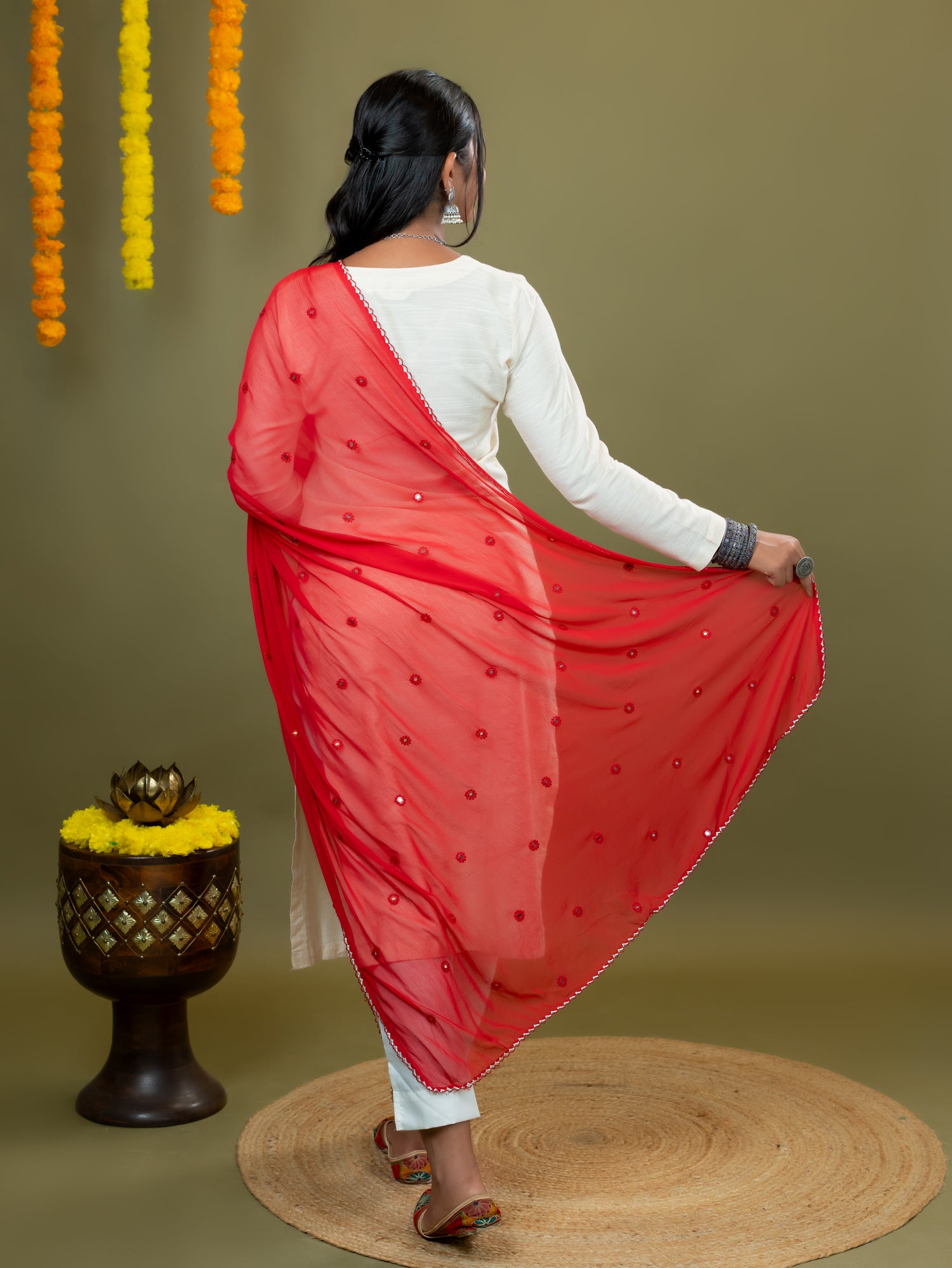 Embroidered Chiffon Dupatta