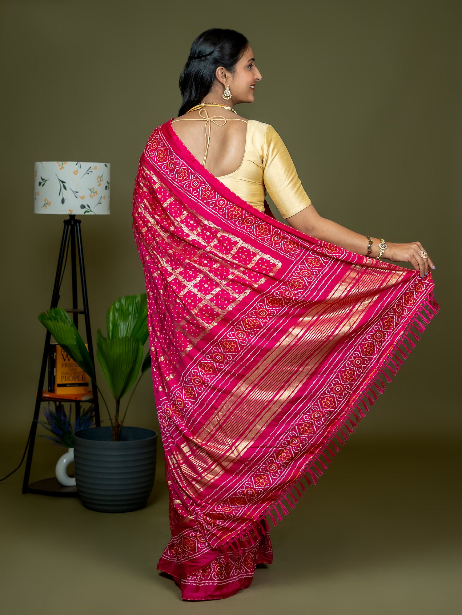 Fuchsia Bandhini Saree