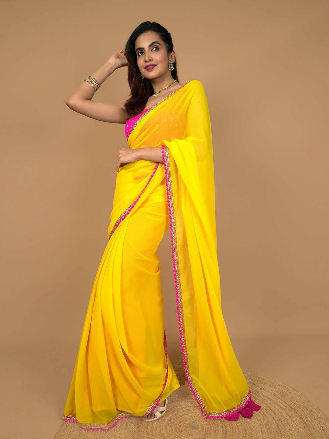 Solid Georgette Saree