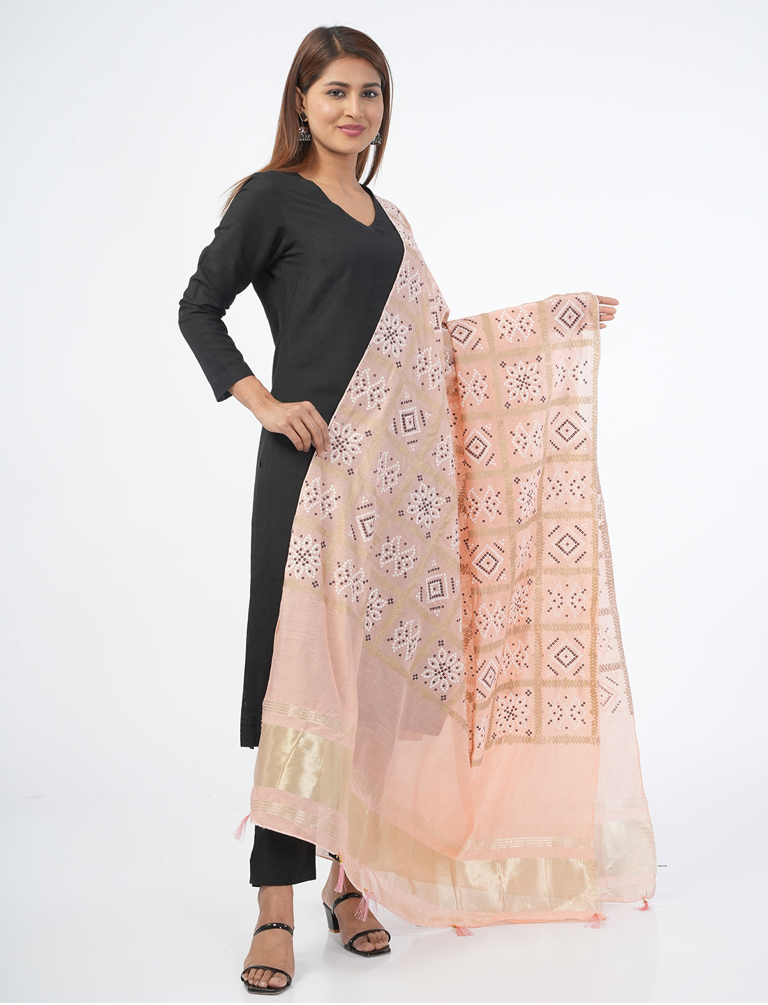 Ghatchola Checks Gaji Silk Dupatta