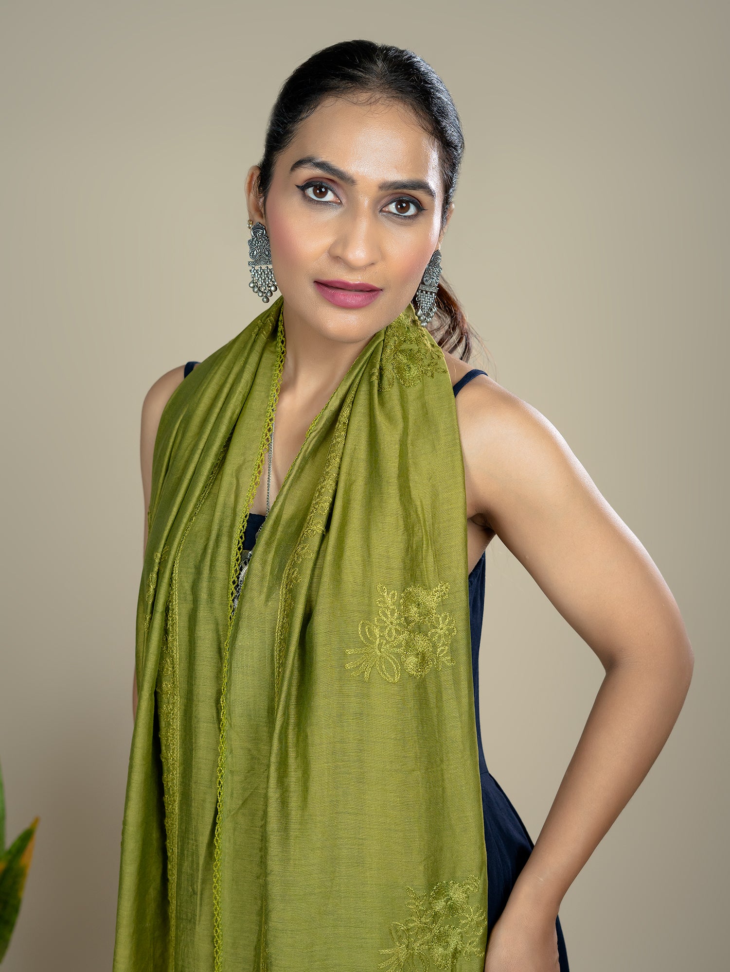 Embroidered Chanderi Dupatta