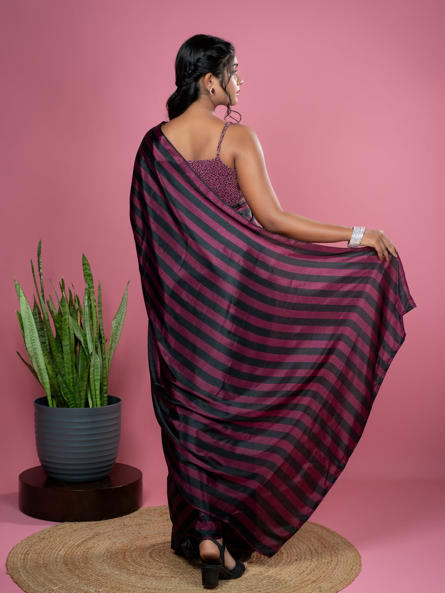 Purple Ready to Wear Party Saree