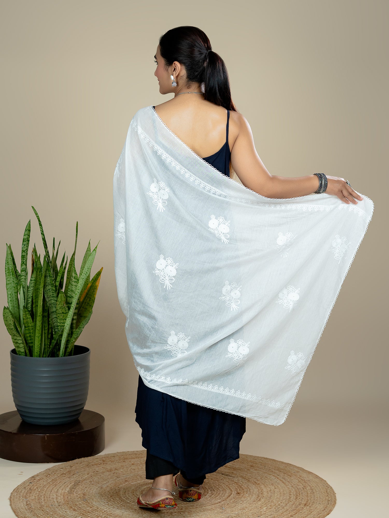 Embroidered Chanderi Dupatta