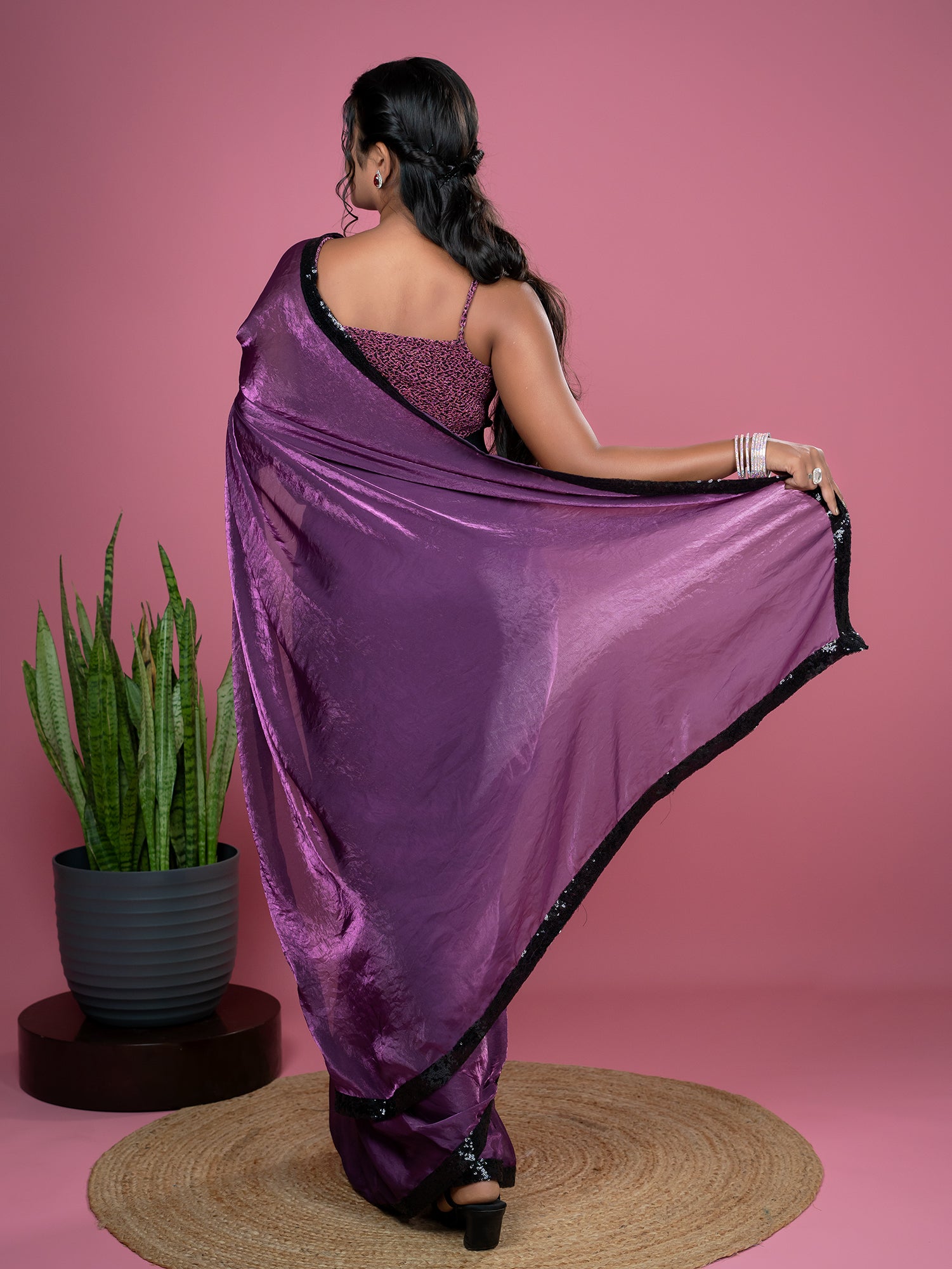 Purple Ready to Wear Party Saree