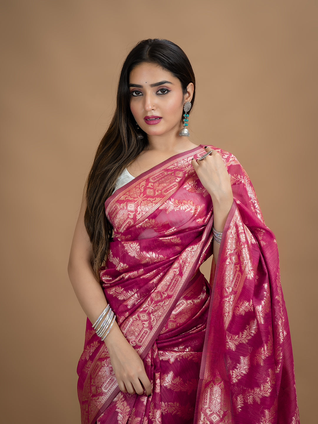 Floral Cotton Linen Saree