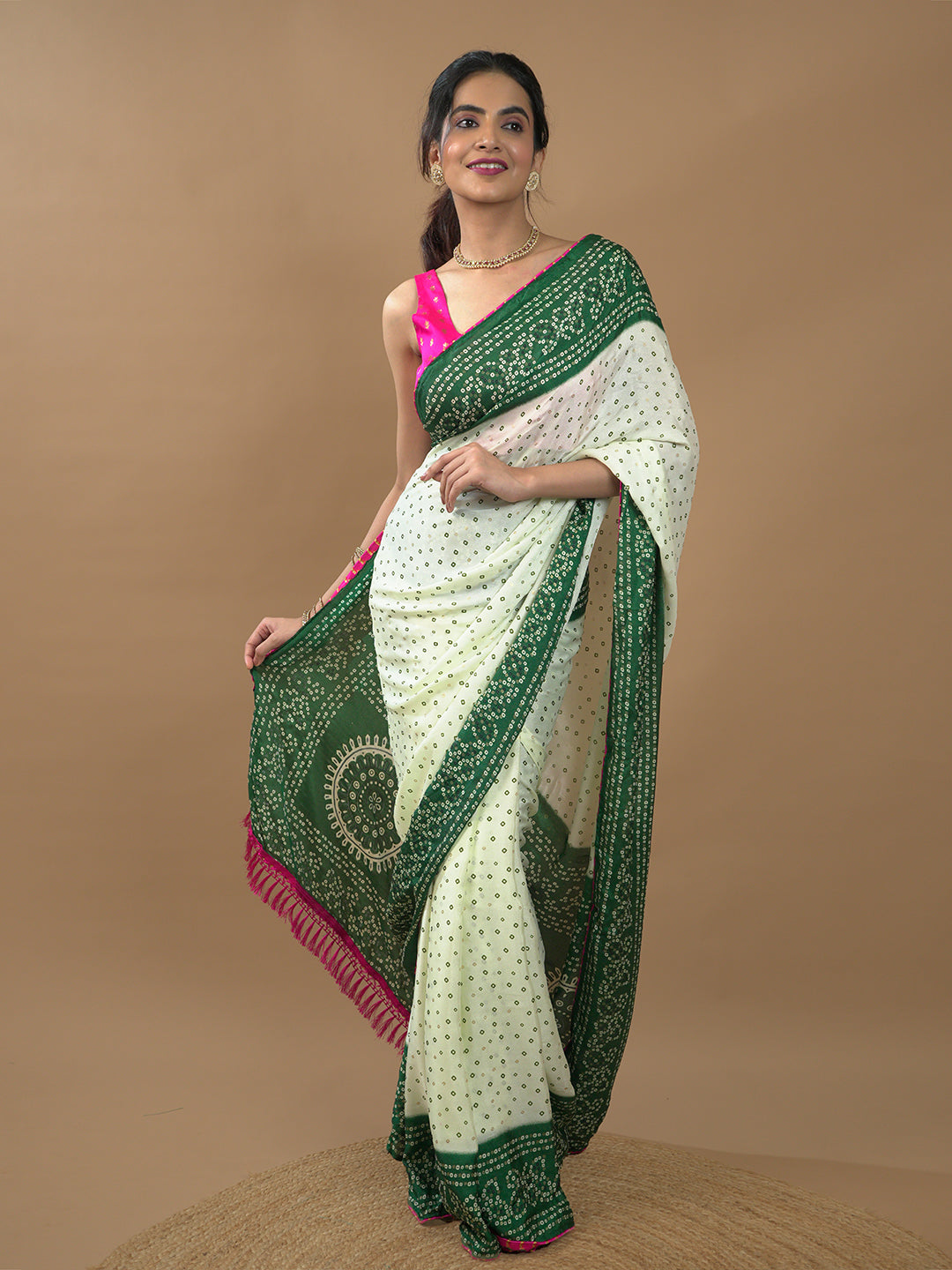 Bandhini Tie & Dye Crepe Saree