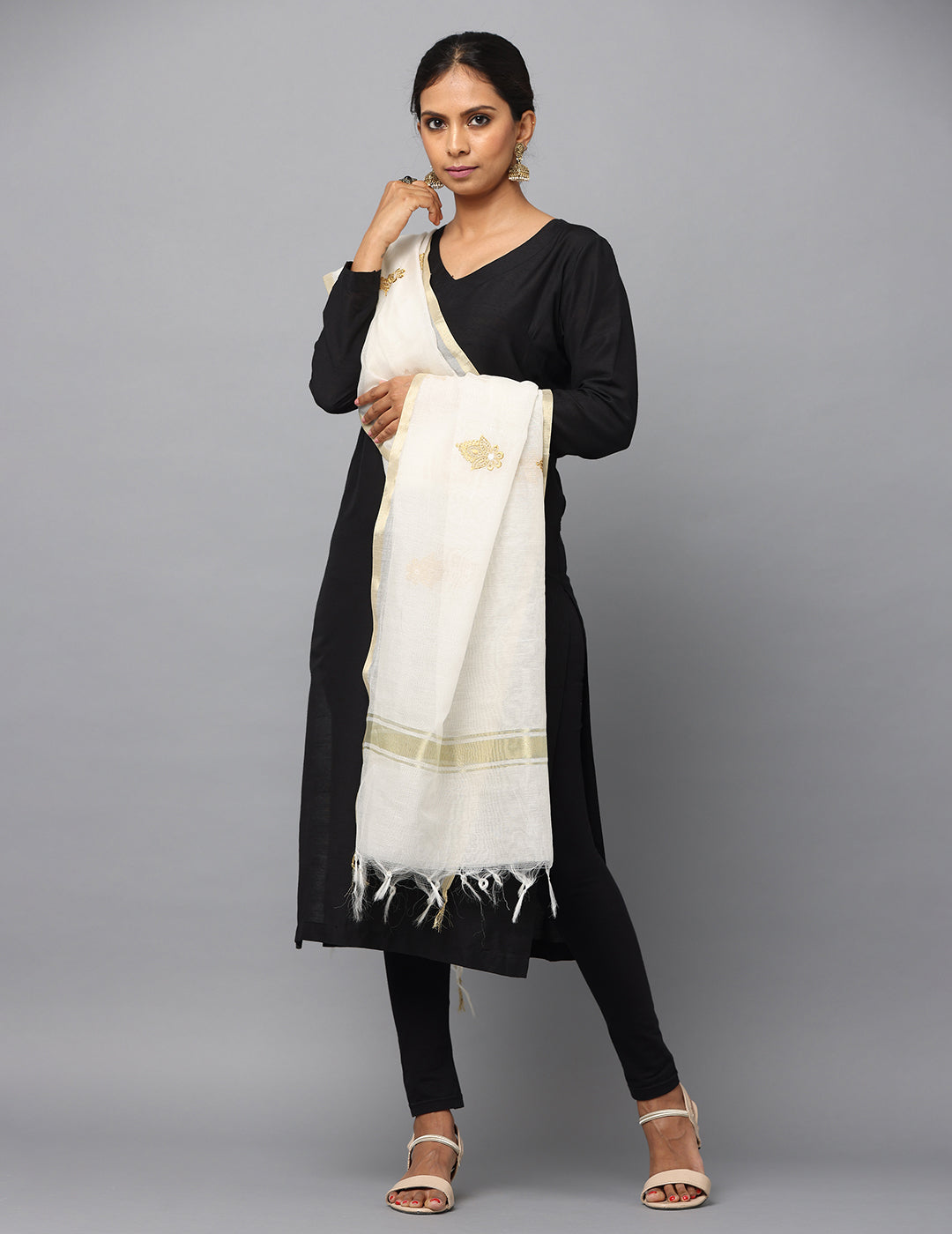 Embroidered Chanderi Dupatta
