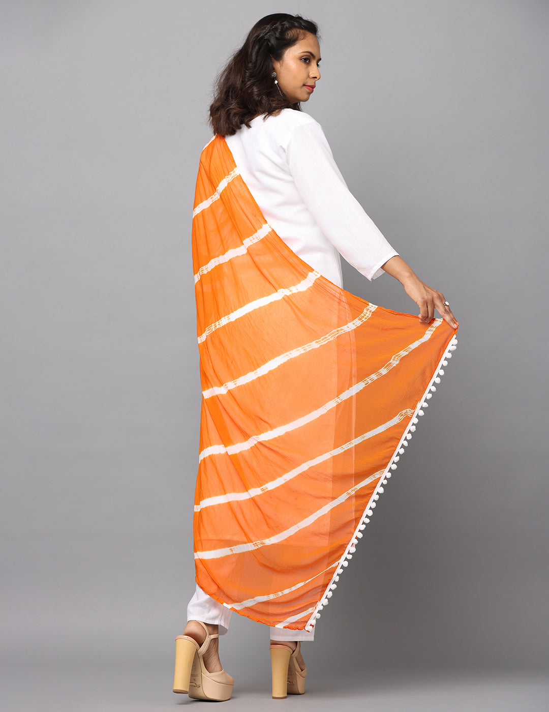 Striped Bandhini Chiffon Dupatta