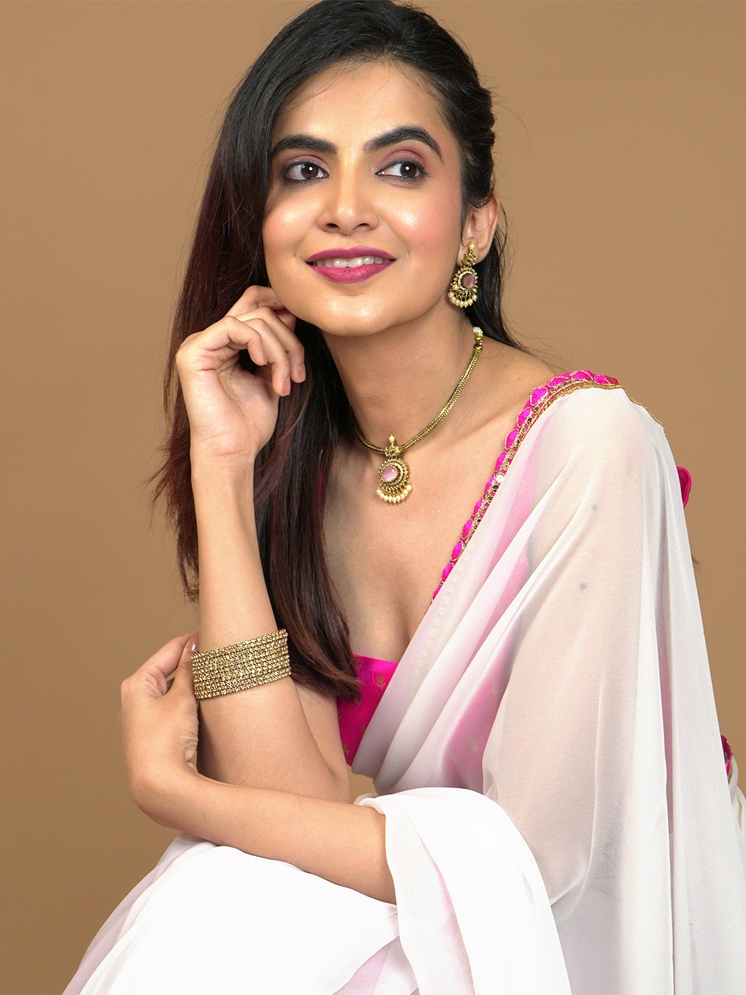 Solid Georgette Saree