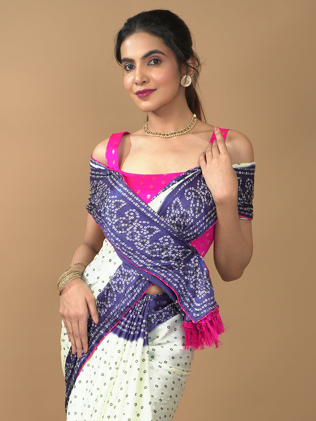 Bandhini Tie & Dye Crepe Saree