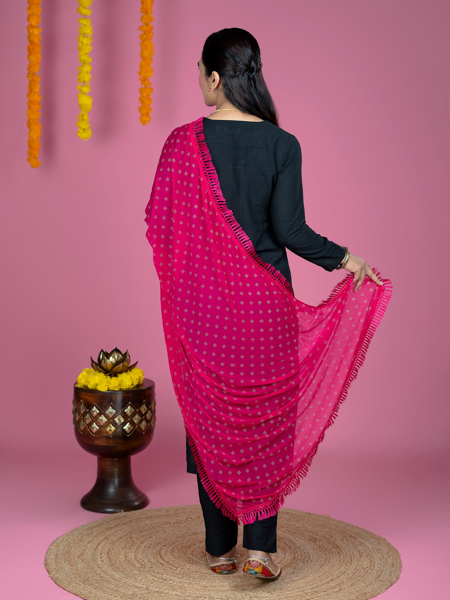 Geometric Chiffon Dew Drops Dupatta