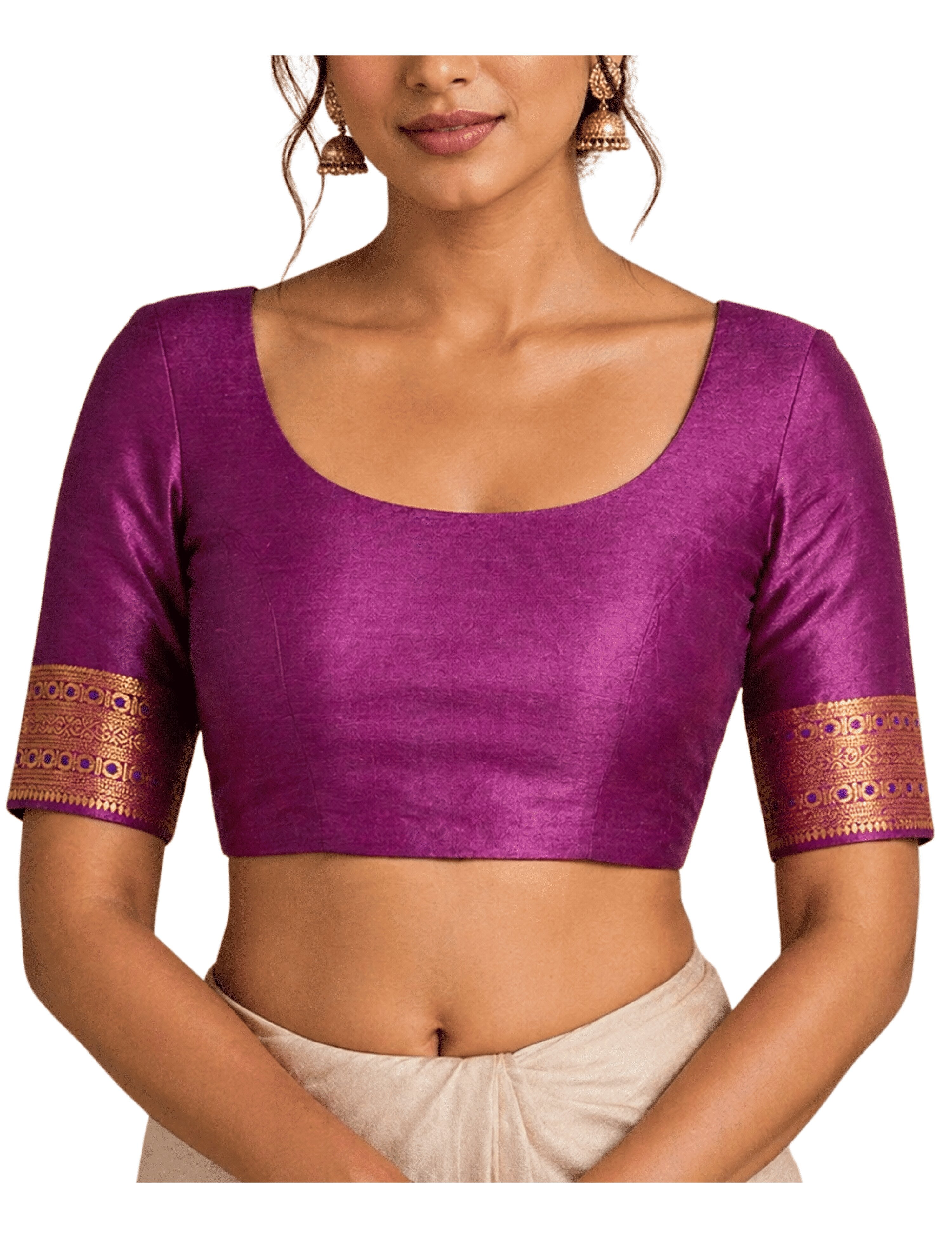 Solid Cotton Blend Saree
