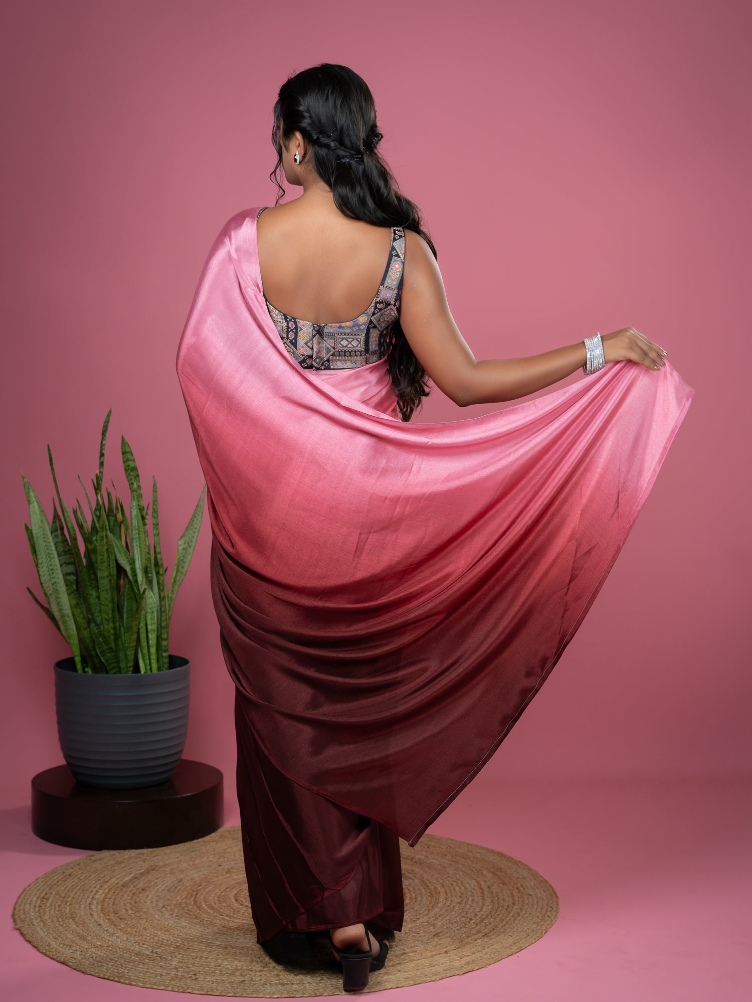 Maroon Ready to Wear Party Saree