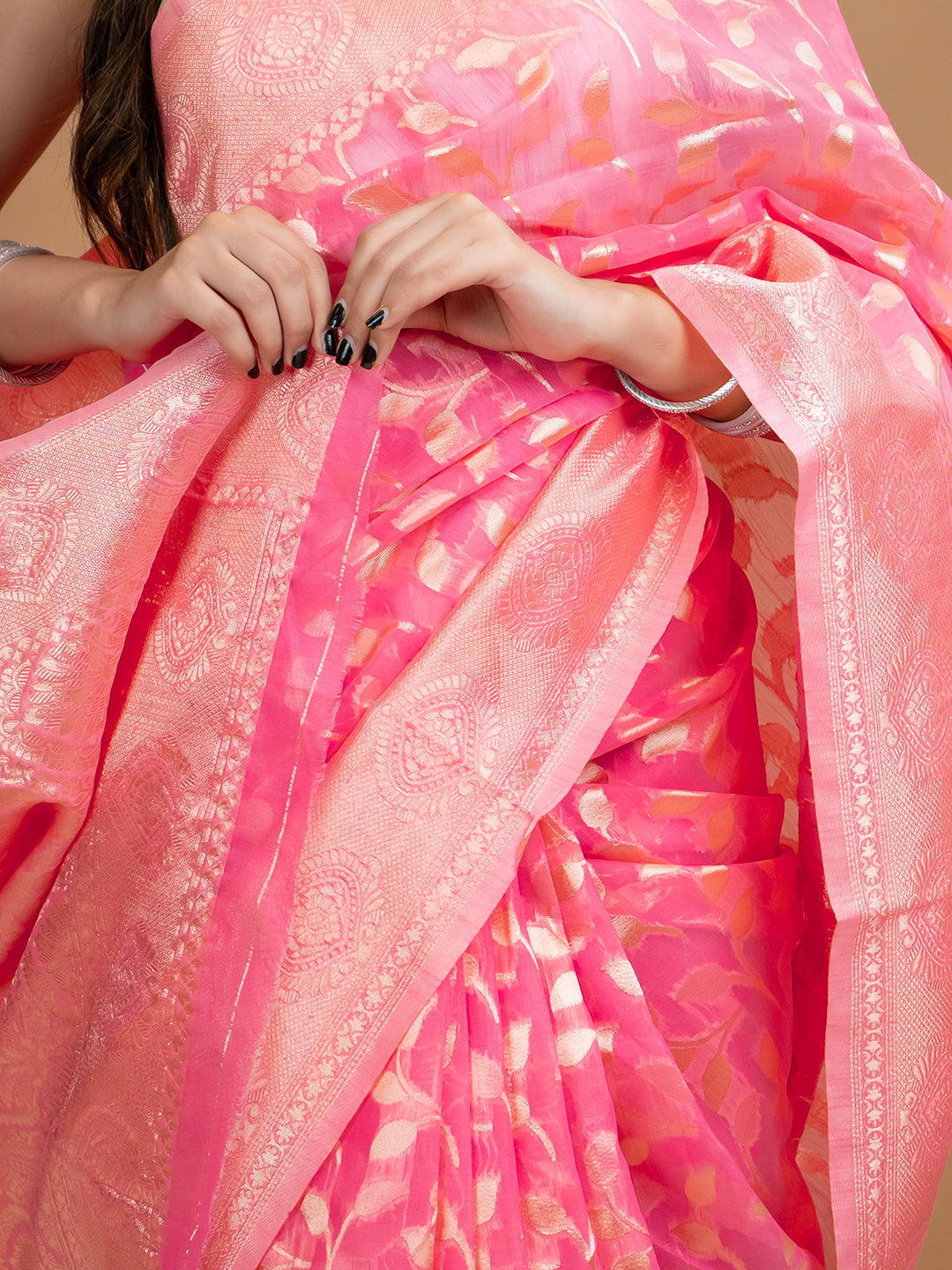 Floral Cotton Linen Saree