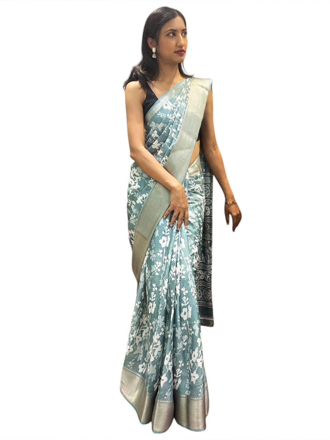 Floral Cotton Blend Saree